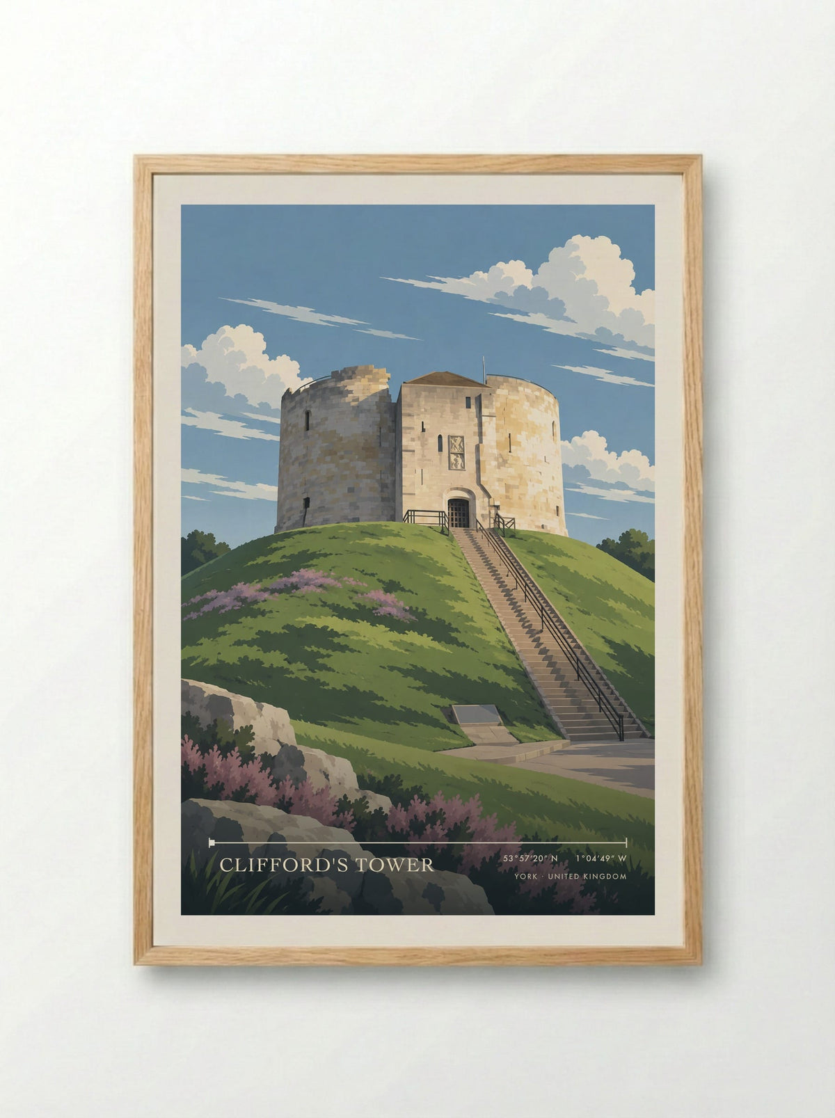 Clifford's Tower, York | Travel Poster - Framed Print Wood