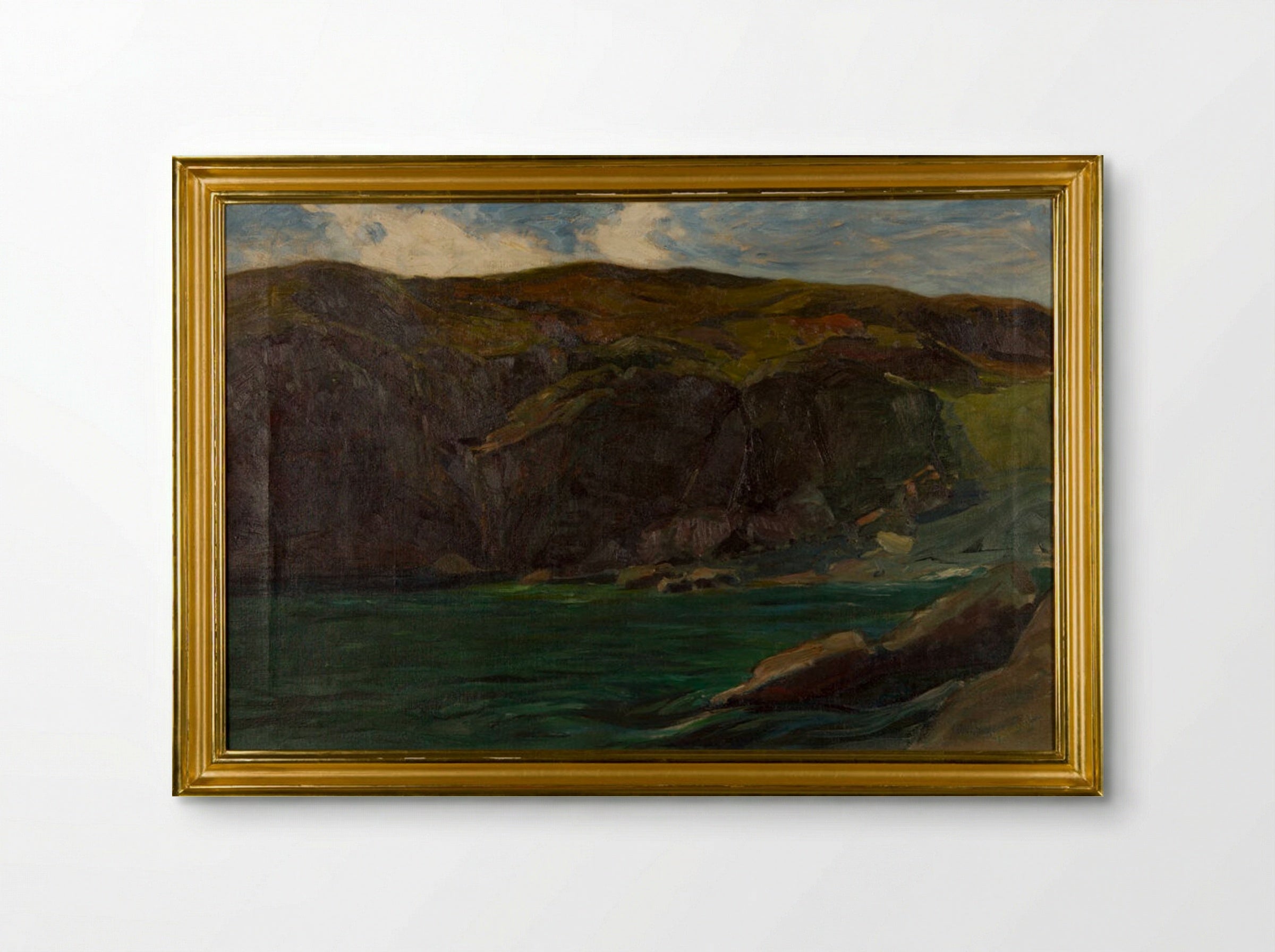 Cliffs and Sea at Ogunquit, Maine - Charles Herbert Woodbury - Poster