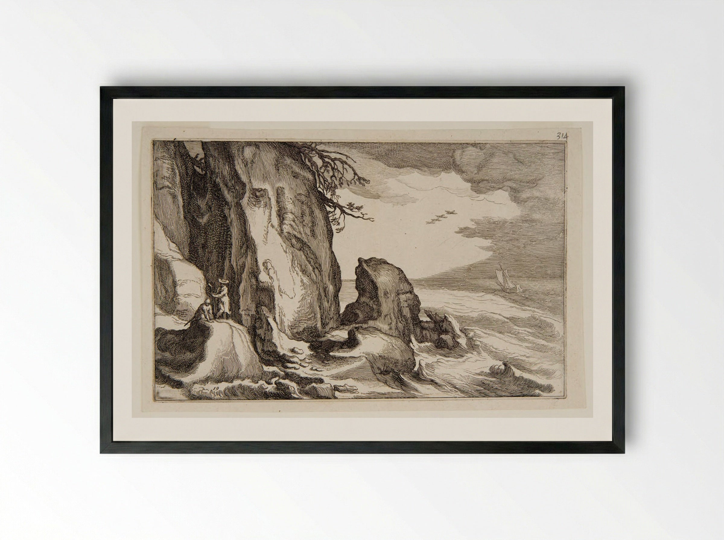 Cliffs by the Sea - Boetius Adamsz. Bolswert - Framed Print Black