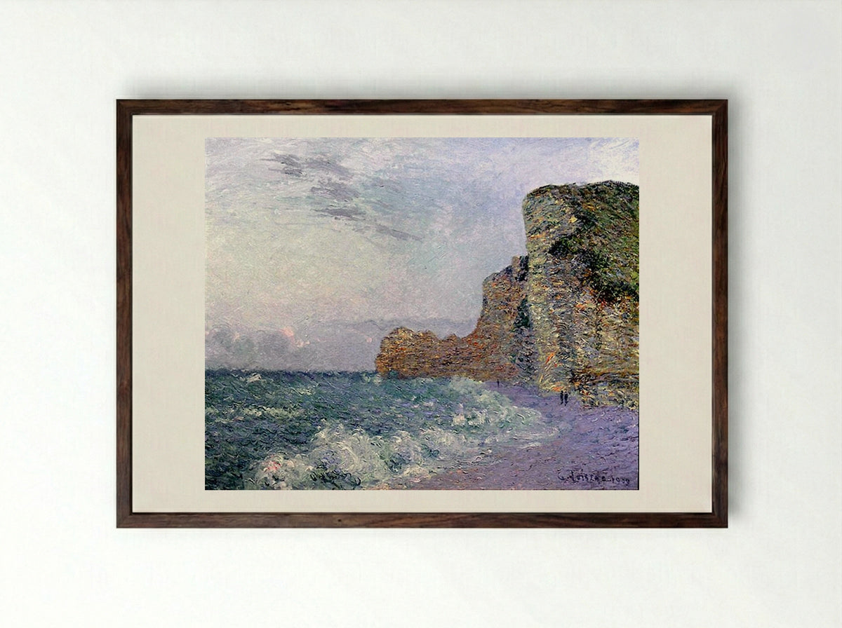 Cliffs in Normandy, Evening - Gustave Loiseau - Framed Print Dark Wood