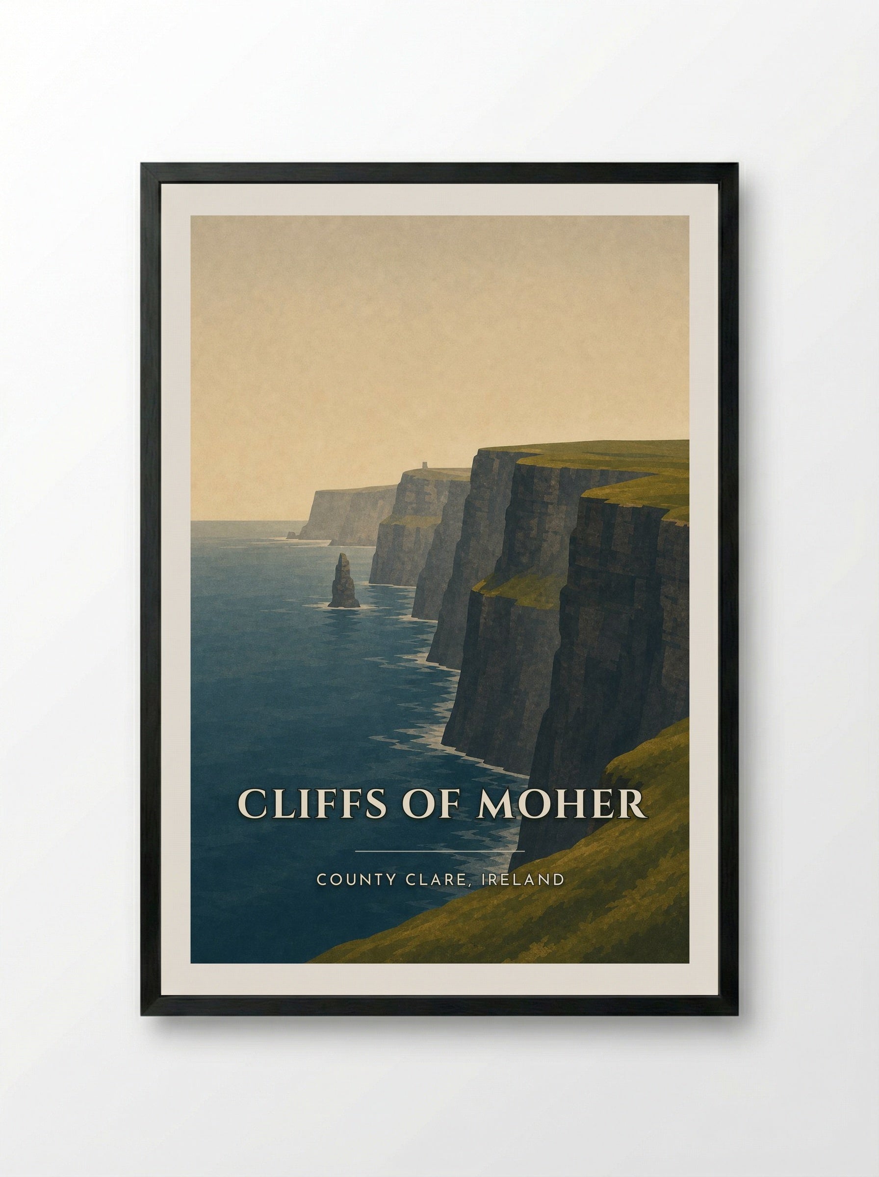 Cliffs of Moher Ireland Travel Poster - Framed Print Black