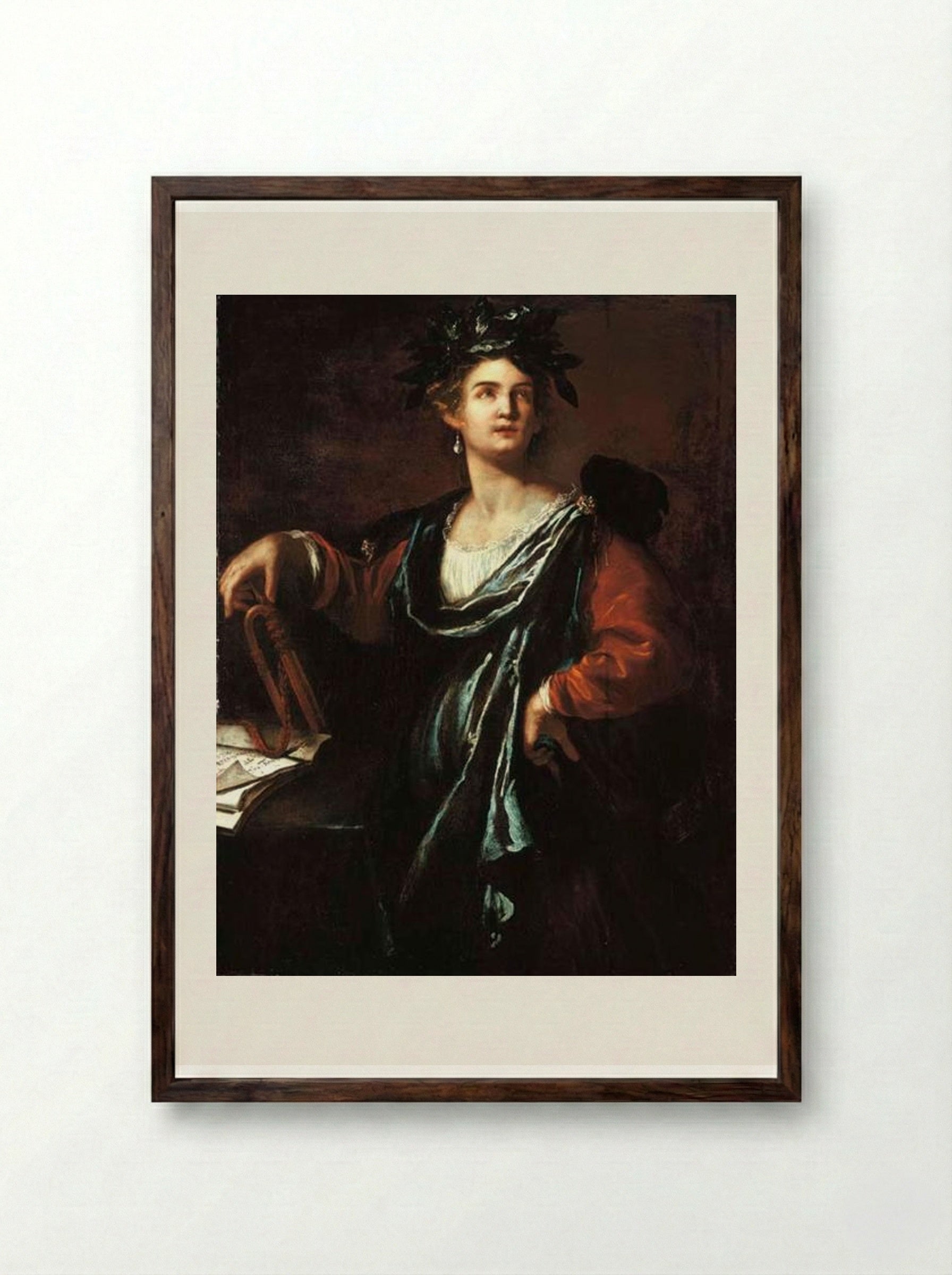 Clio, the Muse of History - Artemisia Gentileschi - Framed Print Dark Wood