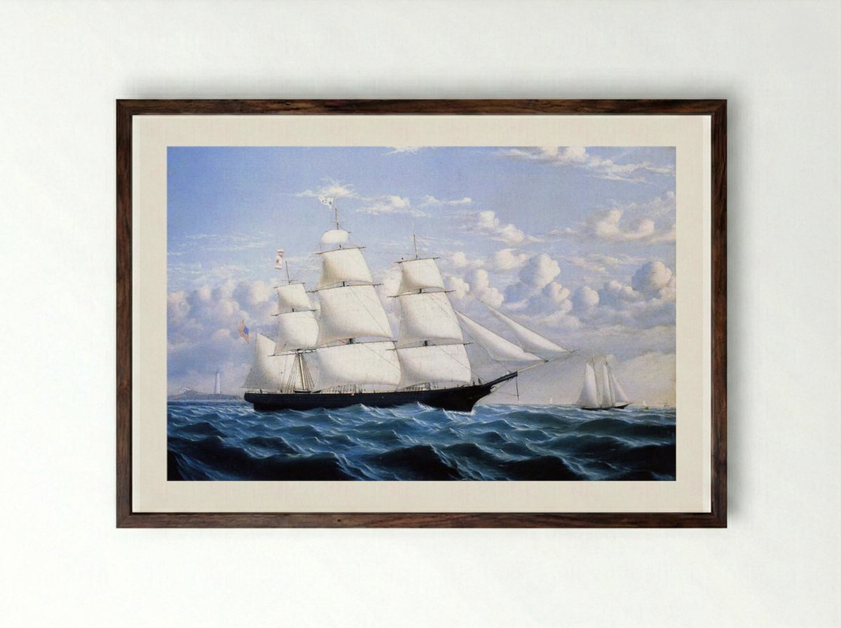 Clipper Ship 'Northern Light' of Boston - William Bradford - Framed Print Dark Wood