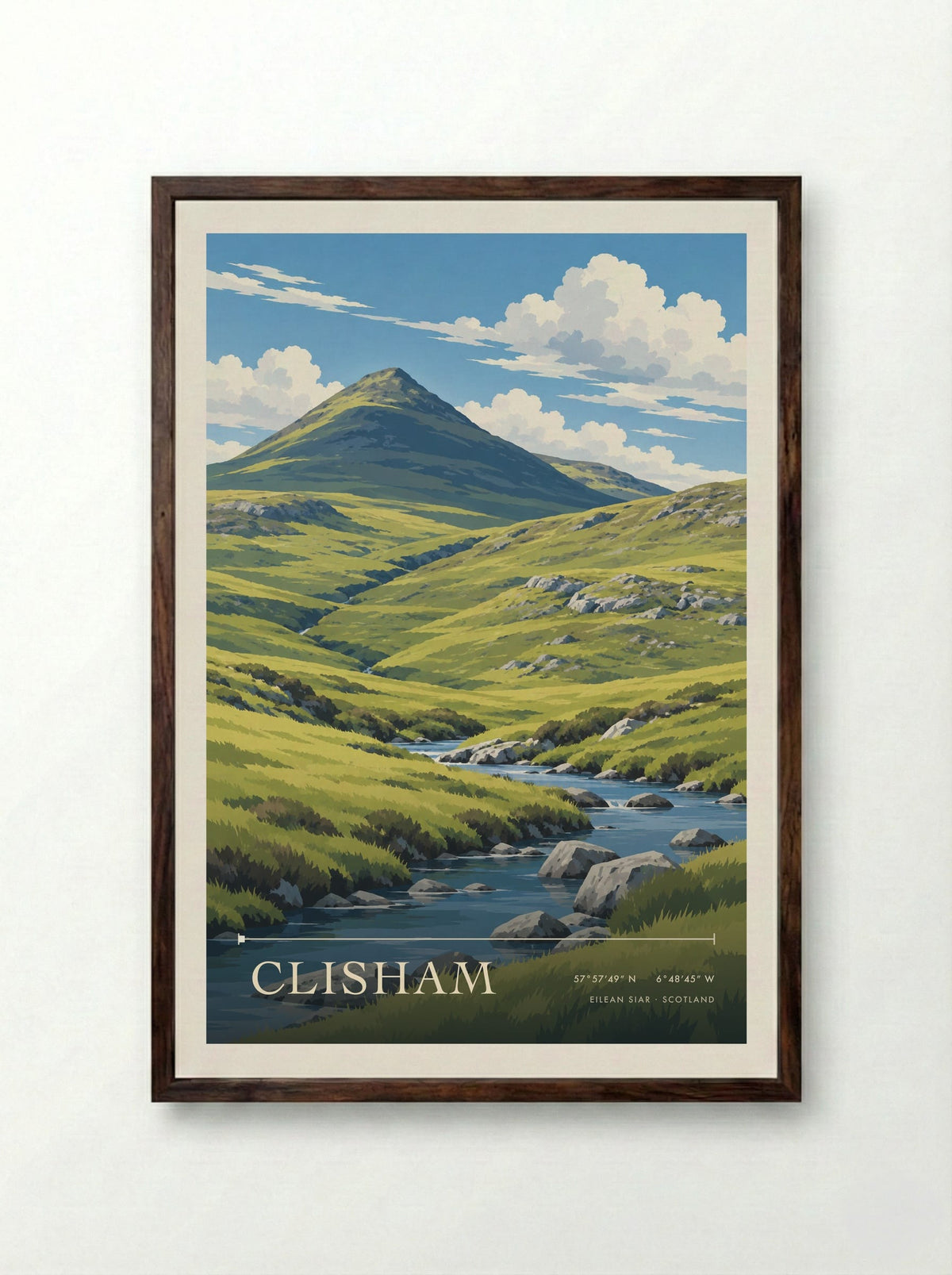 Clisham, Eilean Siar | Travel Poster - Framed Print Dark Wood