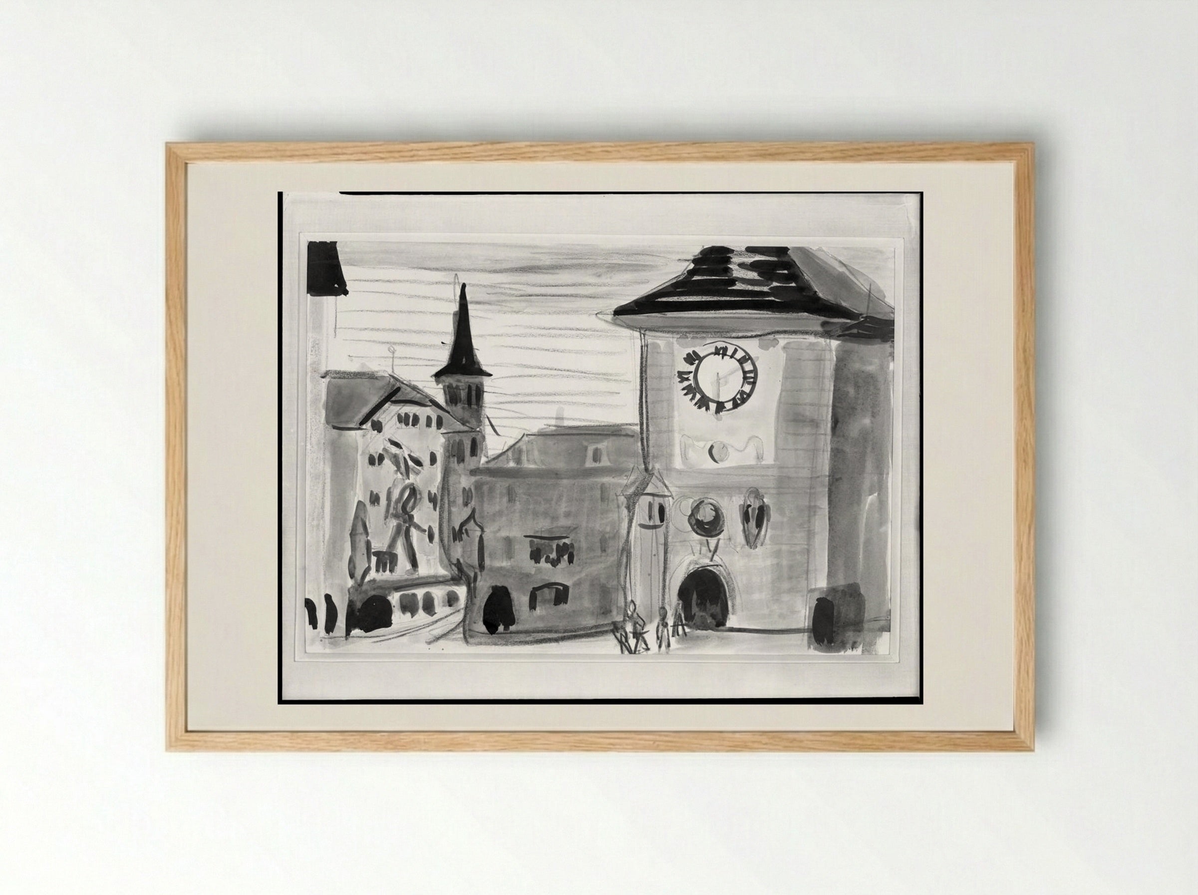 Clock Tower at Bern - Ernst Ludwig Kirchner - Framed Print Wood