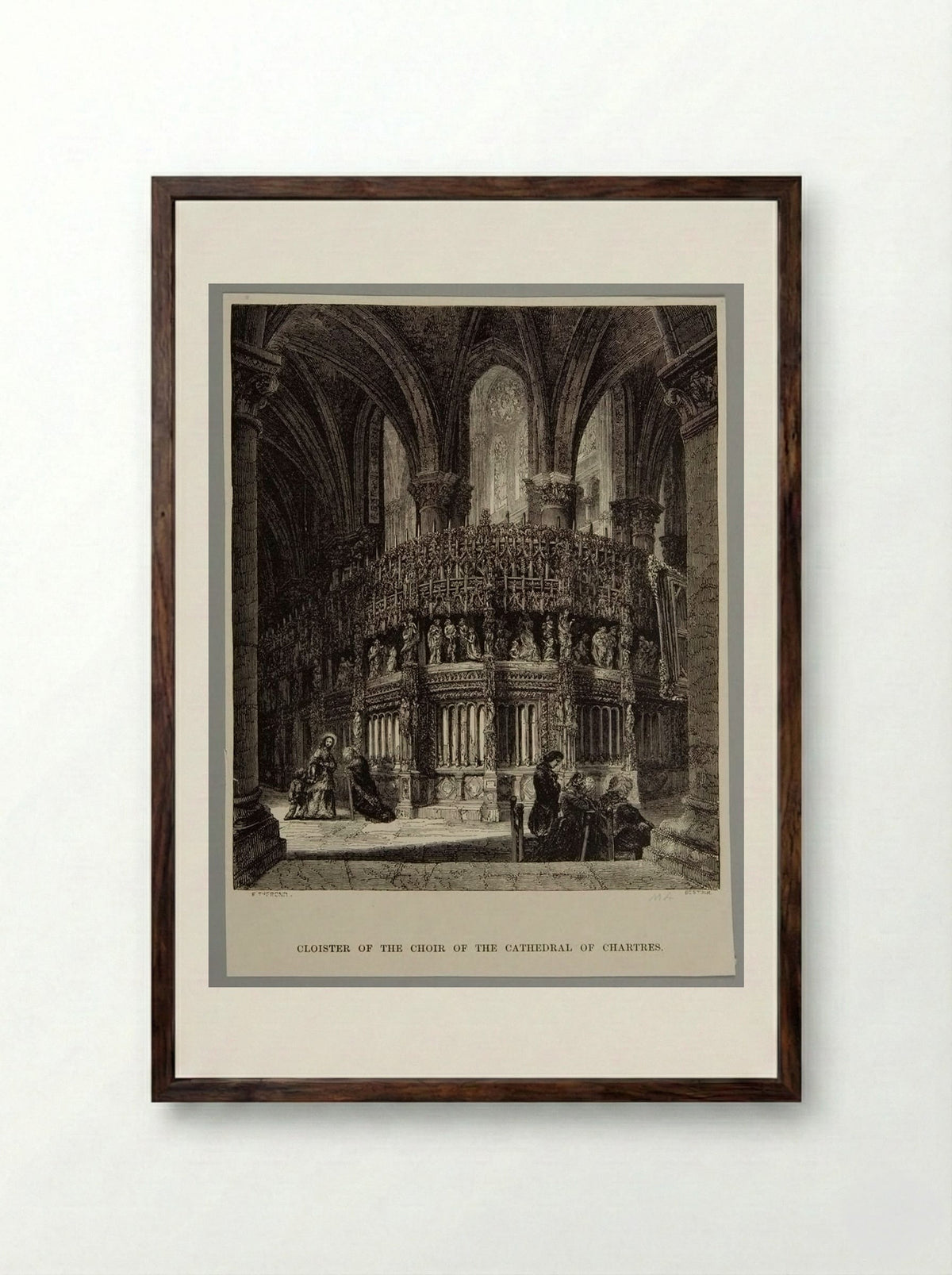 Cloister of the Choir of the Cathedral of Chartres - Best et Cie - Framed Print Dark Wood