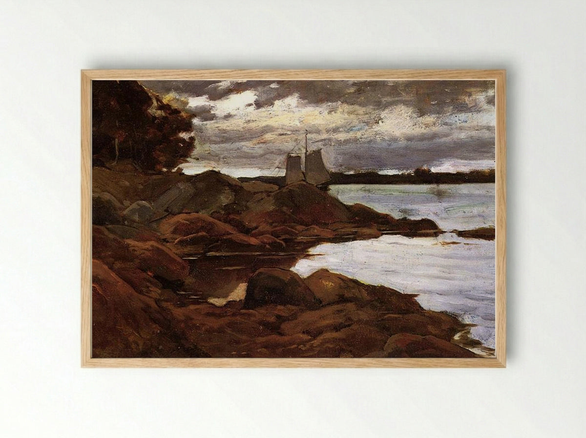Close of Day on the Maine Shore - Willard Metcalf - Framed Print Wood