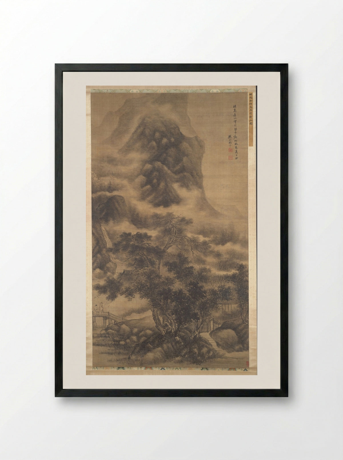 Clouds Visiting a Mountain Retreat - Tao Hong - Framed Print Black