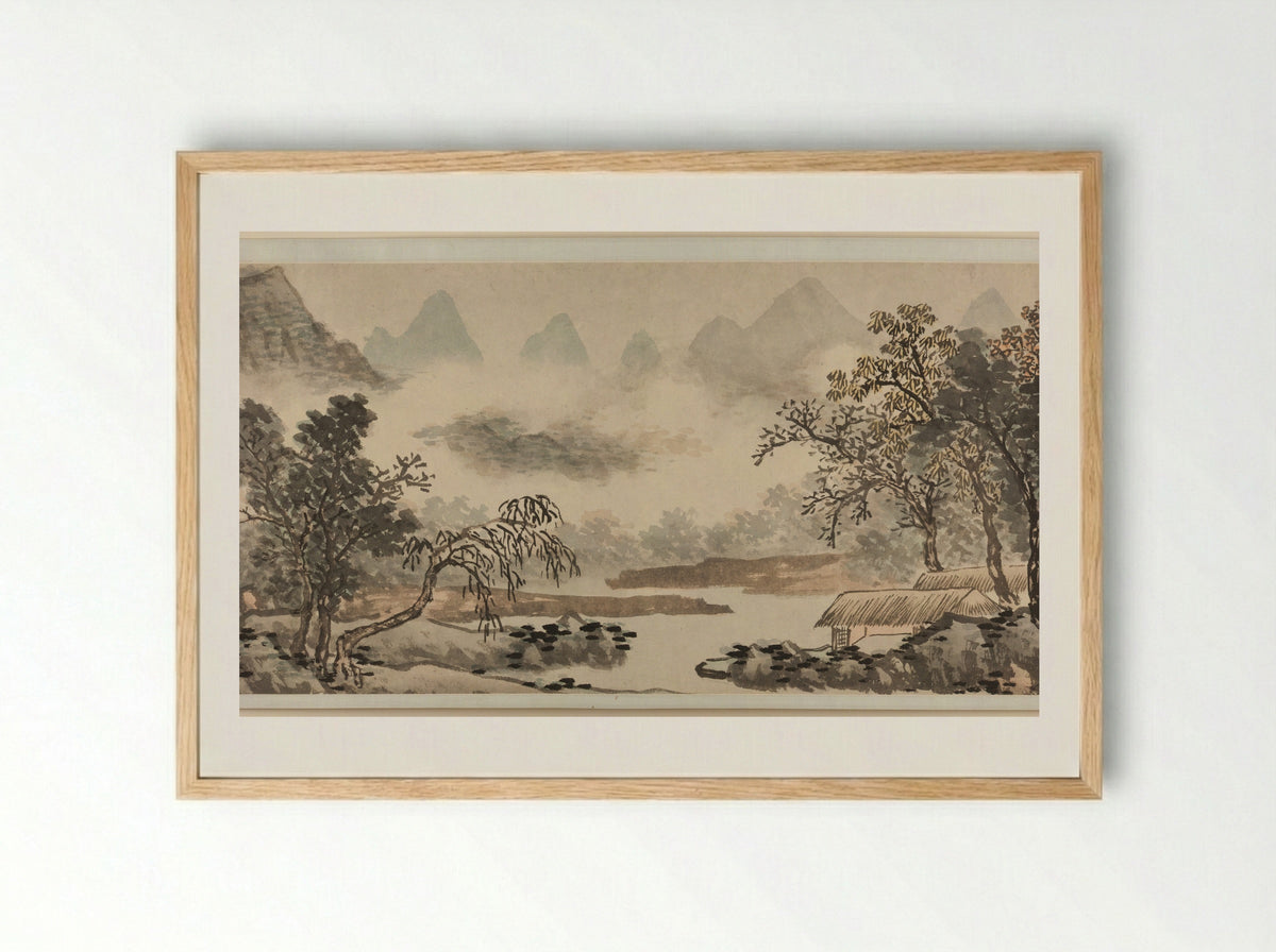 Clouds over the River before Rain - Shen Zhou - Framed Print Wood
