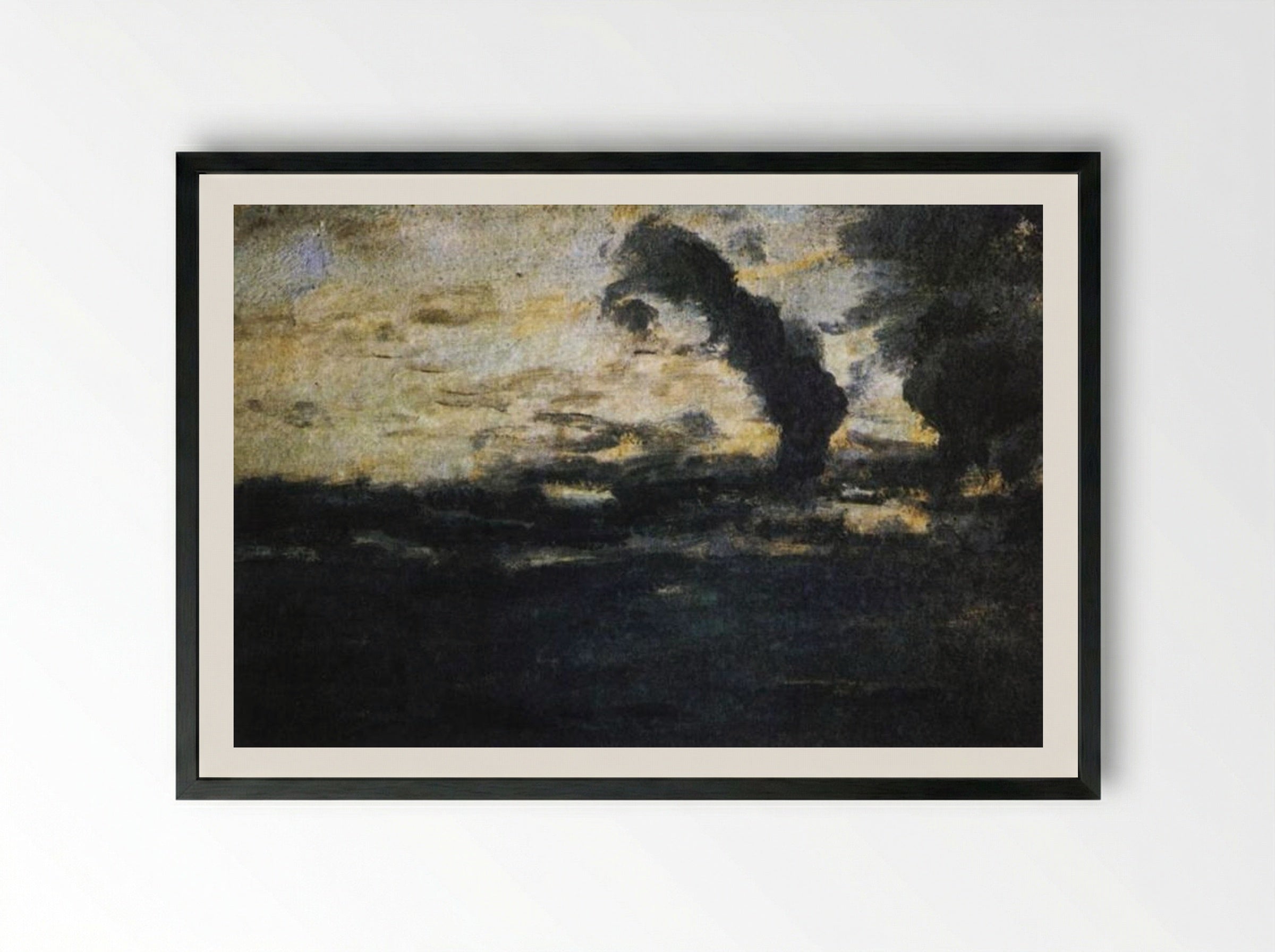 Cloudy Sky. Twilight - Isaac Levitan - Framed Print Black