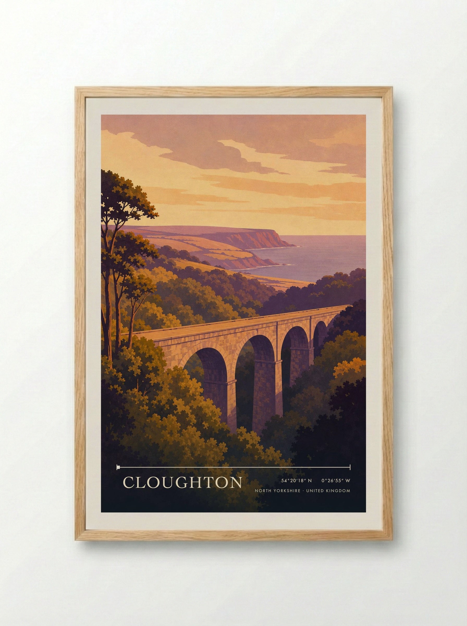 Cloughton North Yorkshire United Kingdom Travel Poster - Framed Print Wood