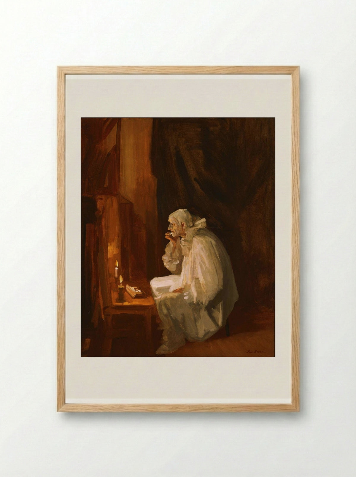 Clown Making Up - John French Sloan - Framed Print Wood