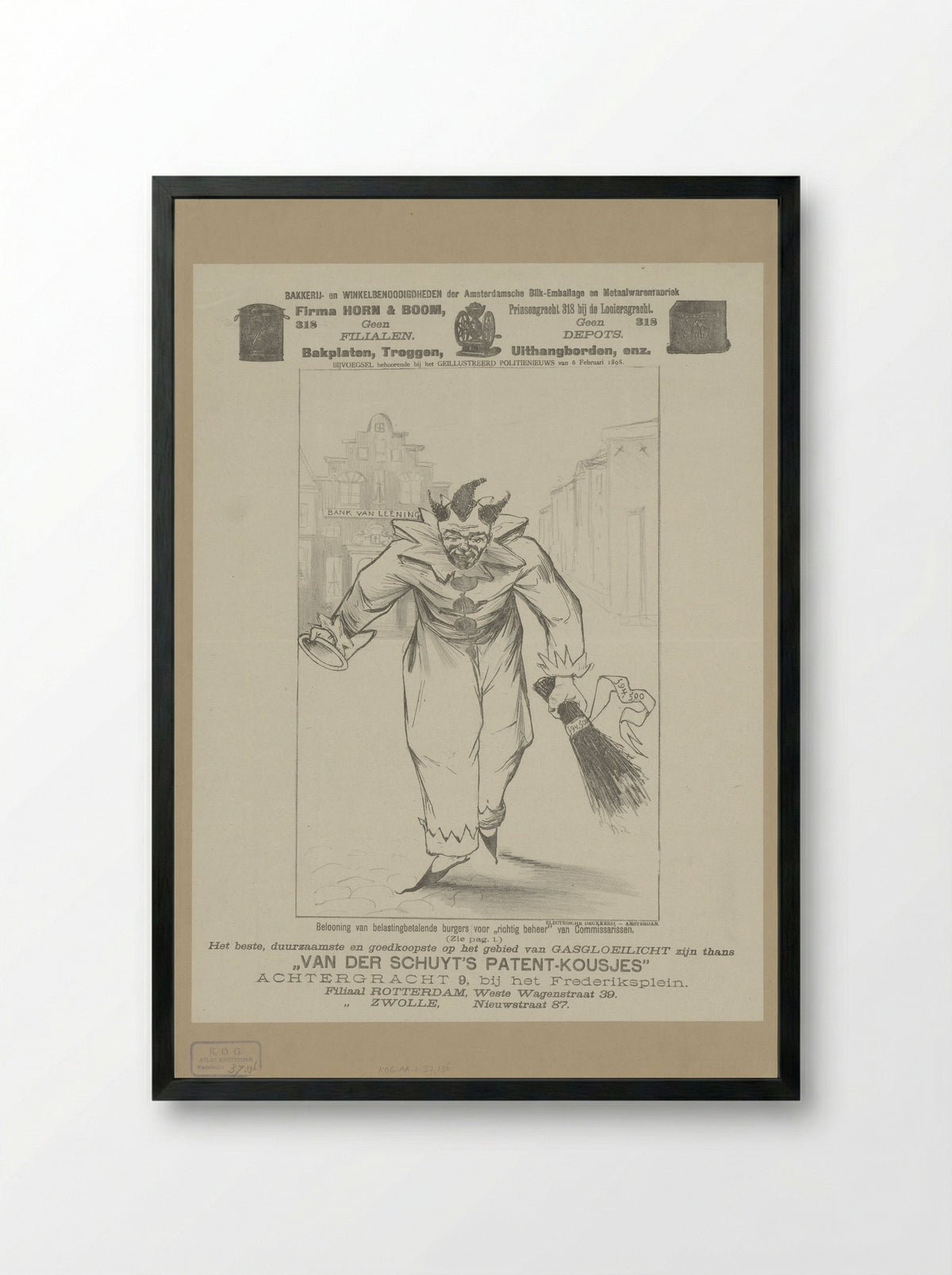 Clown met tuchtroede - Anonymous - Framed Print Black