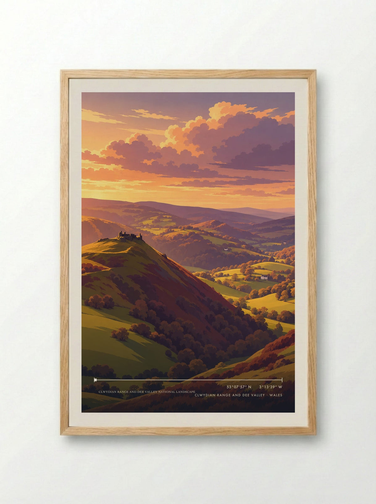 Clwydian Range and Dee Valley National Landscape | Travel Poster - Framed Print Wood
