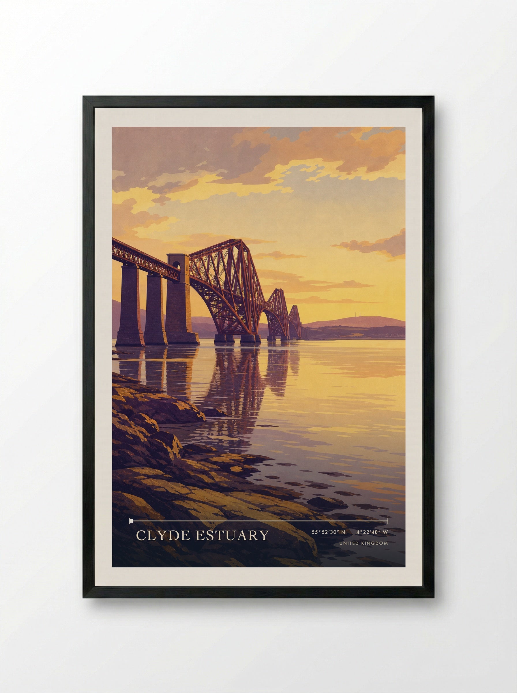 Clyde Estuary United Kingdom Travel Poster - Framed Print Black