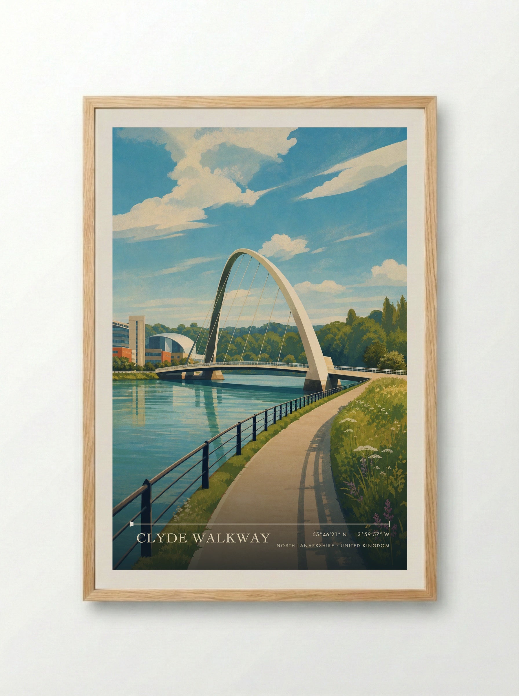 Clyde Walkway North Lanarkshire United Kingdom Travel Poster - Framed Print Wood