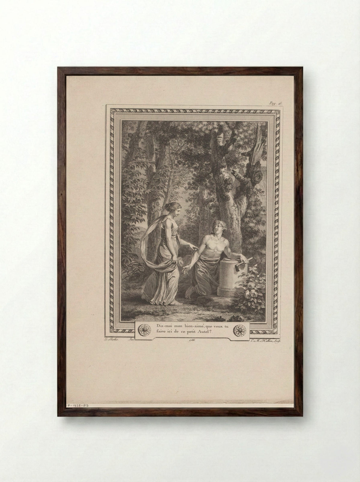 Clymene and Damon - Jean-Jacques-François Le Barbier - Framed Print Dark Wood