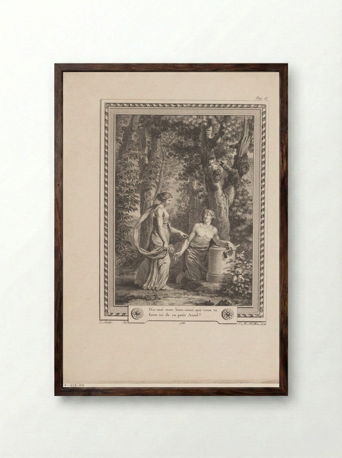 Clymene and Damon - Jean-Jacques-François Le Barbier - Framed Print Dark Wood