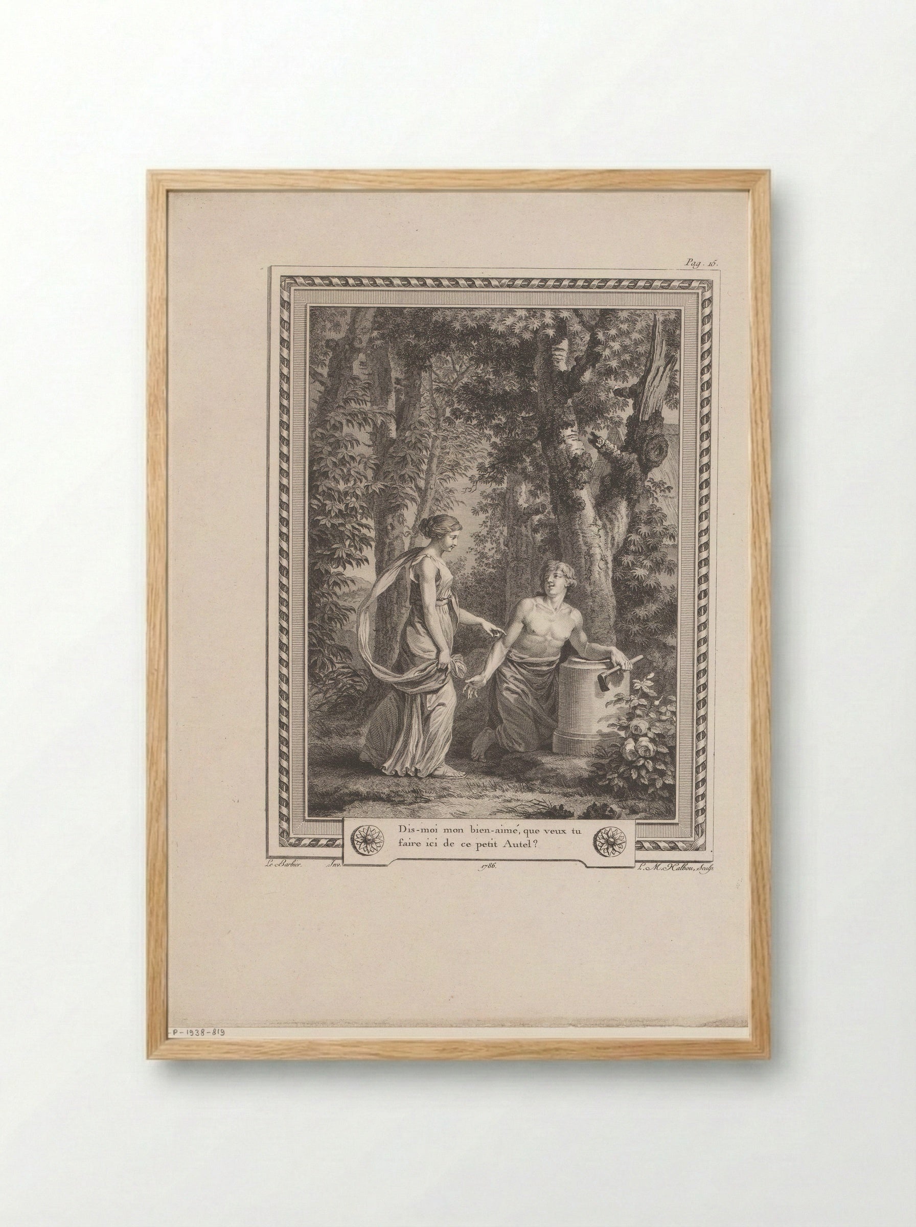 Clymene and Damon - Jean-Jacques-François Le Barbier - Framed Print Wood