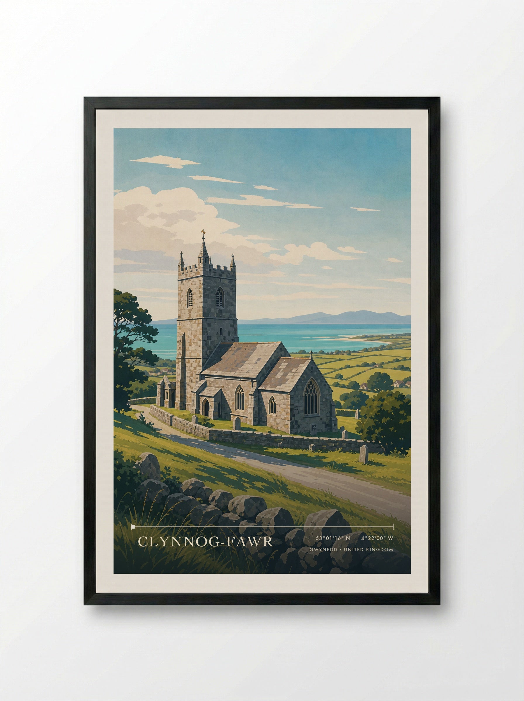 Clynnog-fawr Gwynedd United Kingdom Travel Poster - Framed Print Black