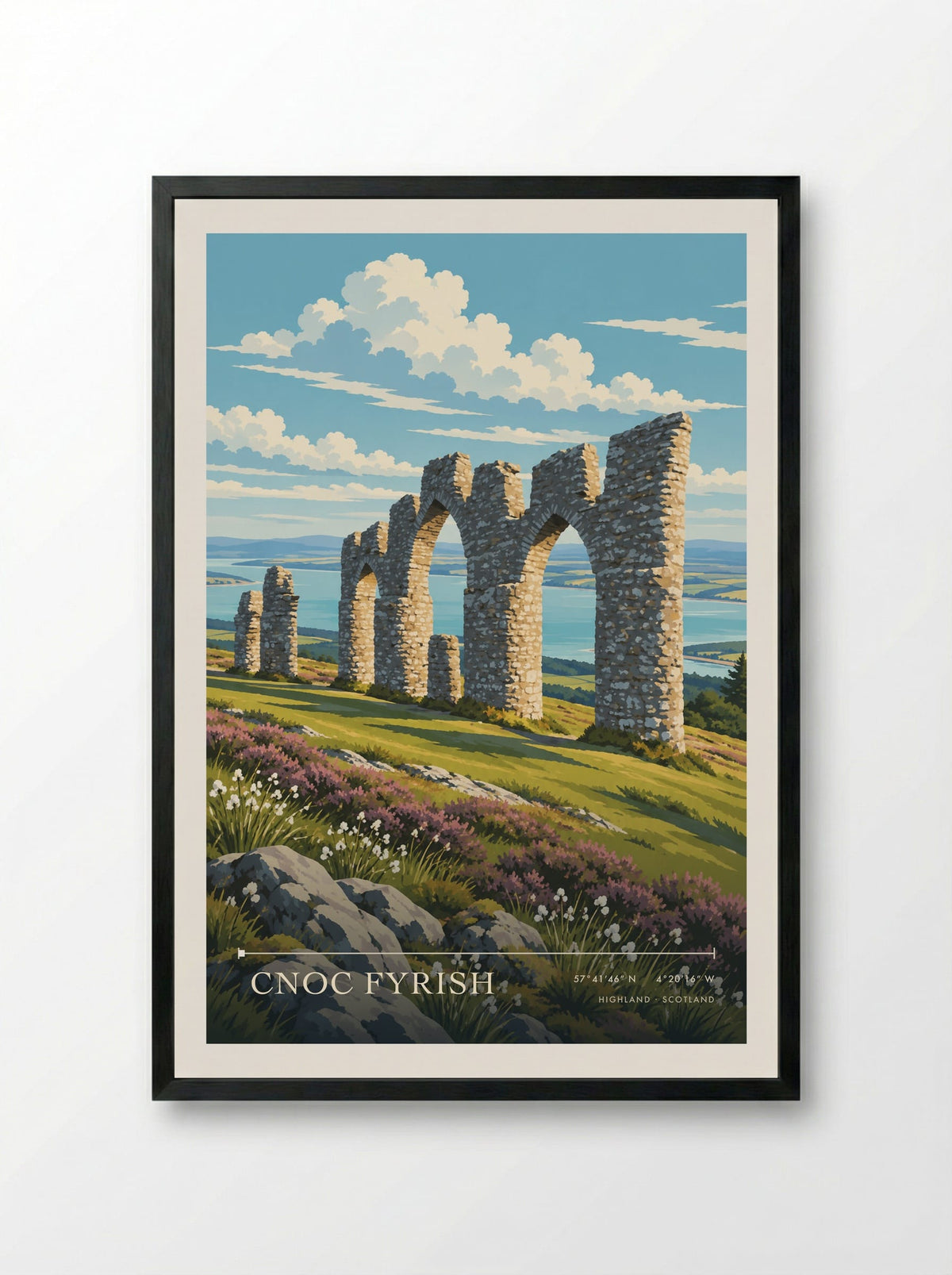 Cnoc Fyrish, Highland | Travel Poster - Framed Print Black