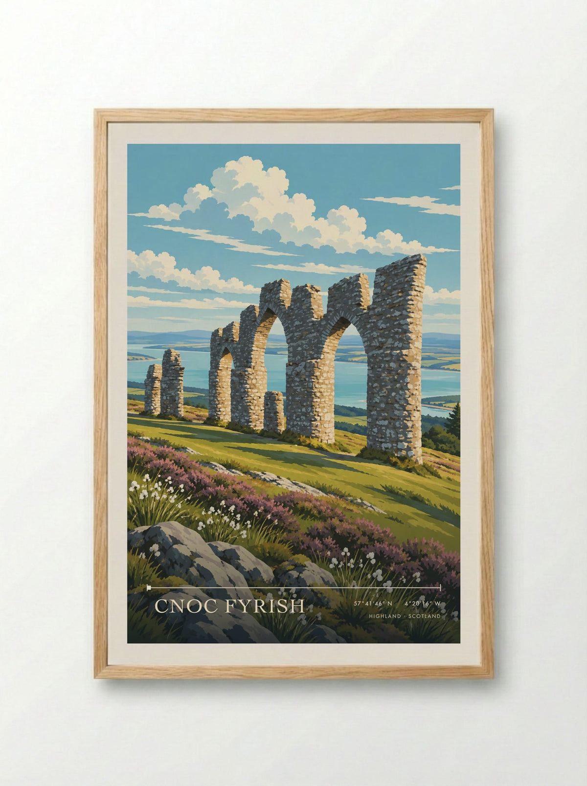 Cnoc Fyrish, Highland | Travel Poster - Framed Print Wood