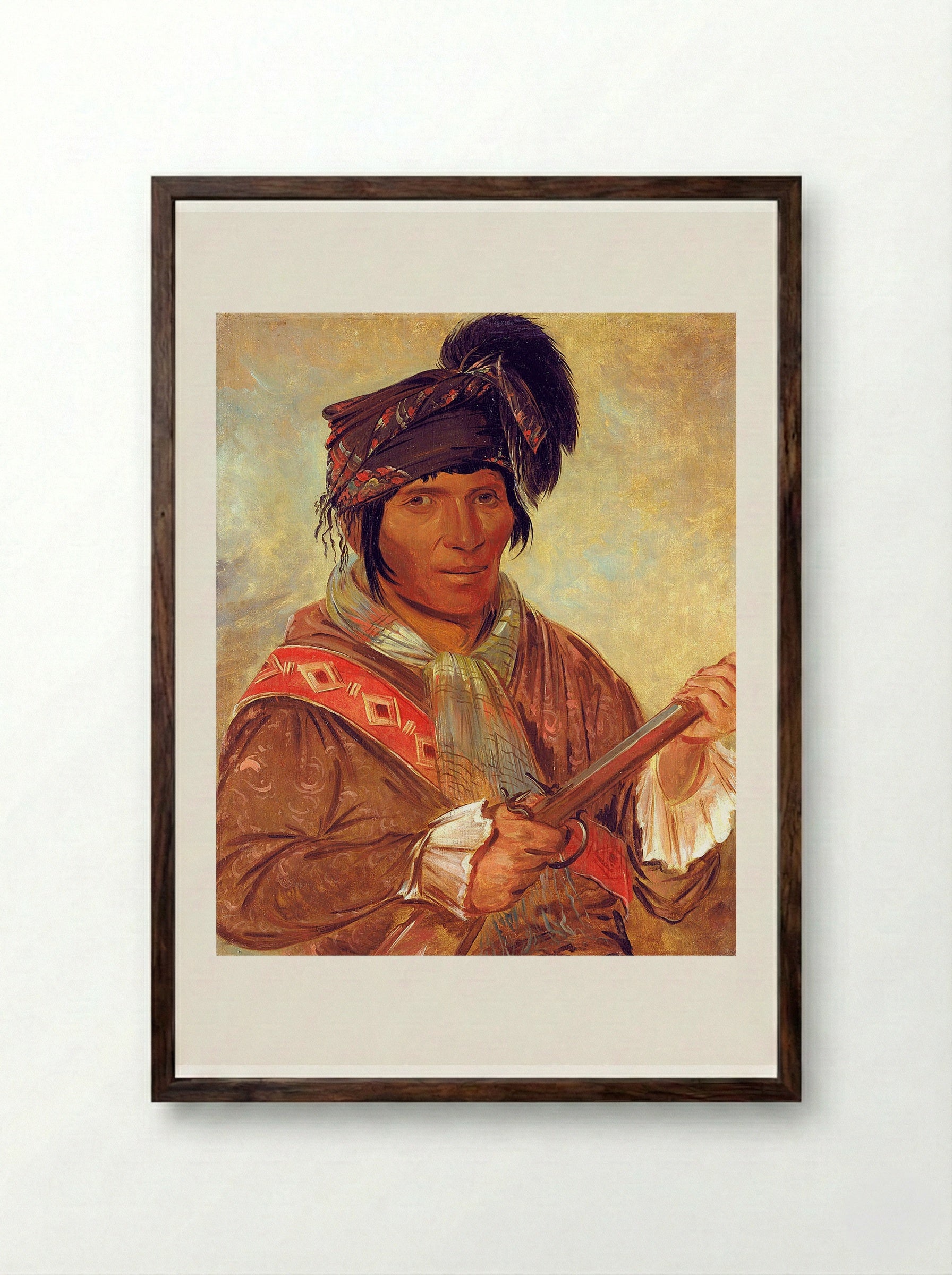 Co-ee-há-jo, a Seminole Chief - George Catlin - Framed Print Dark Wood