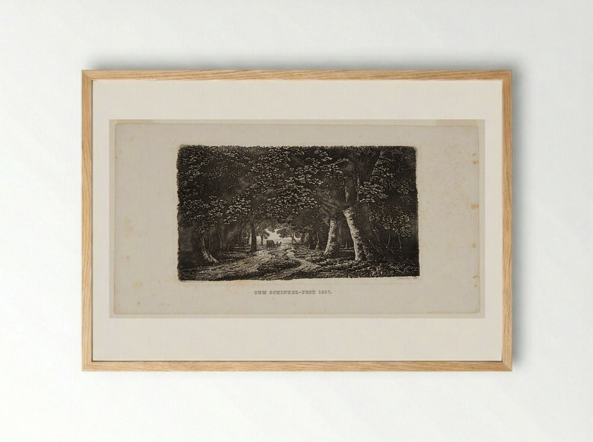 Coach in Deep Woods - Karl Friedrich Schinkel - Framed Print Wood