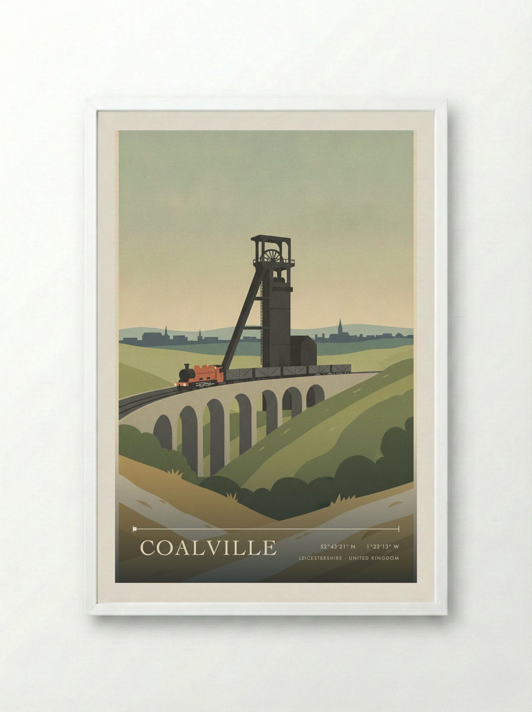 Coalville Leicestershire United Kingdom Travel Poster - Framed Print White