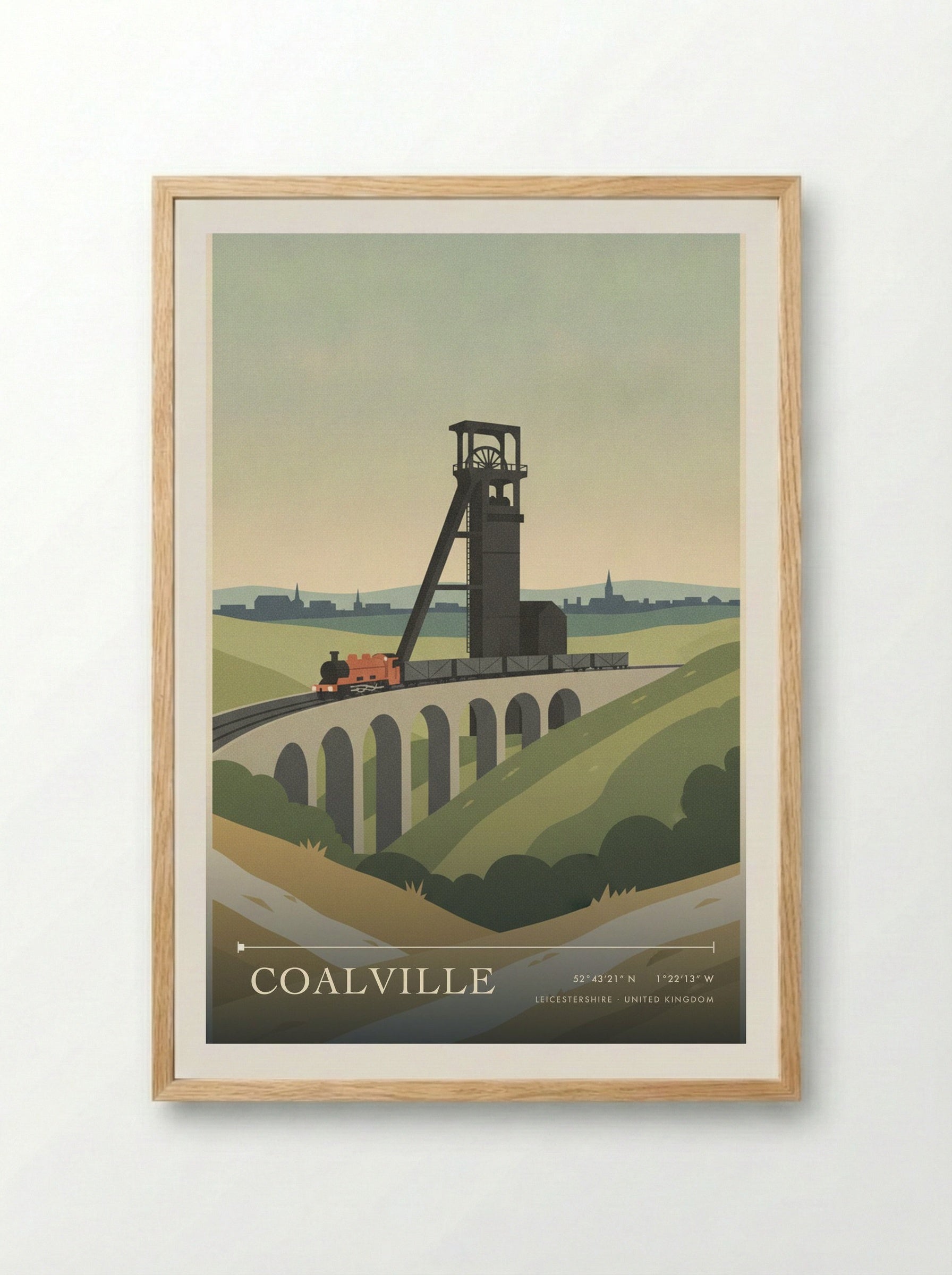 Coalville Leicestershire United Kingdom Travel Poster - Framed Print Wood