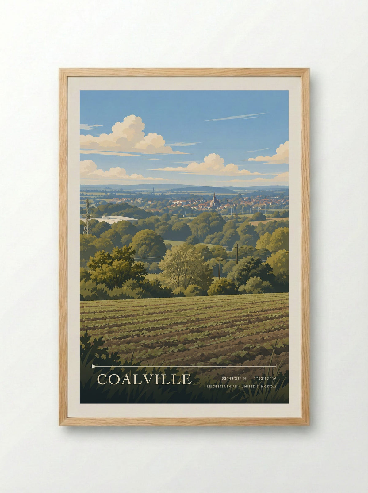 Coalville, Leicestershire | Travel Poster - Framed Print Wood