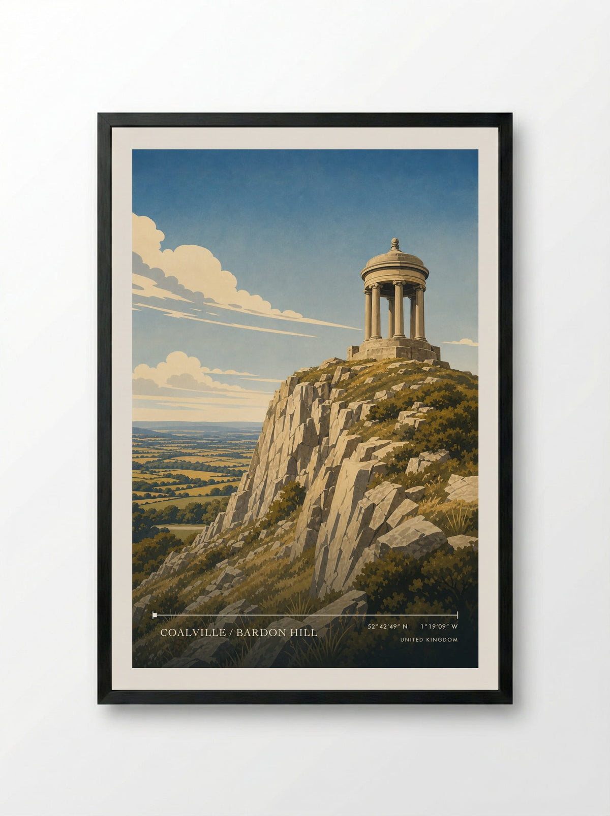 Coalville / Bardon Hill United Kingdom Travel Poster - Framed Print Black