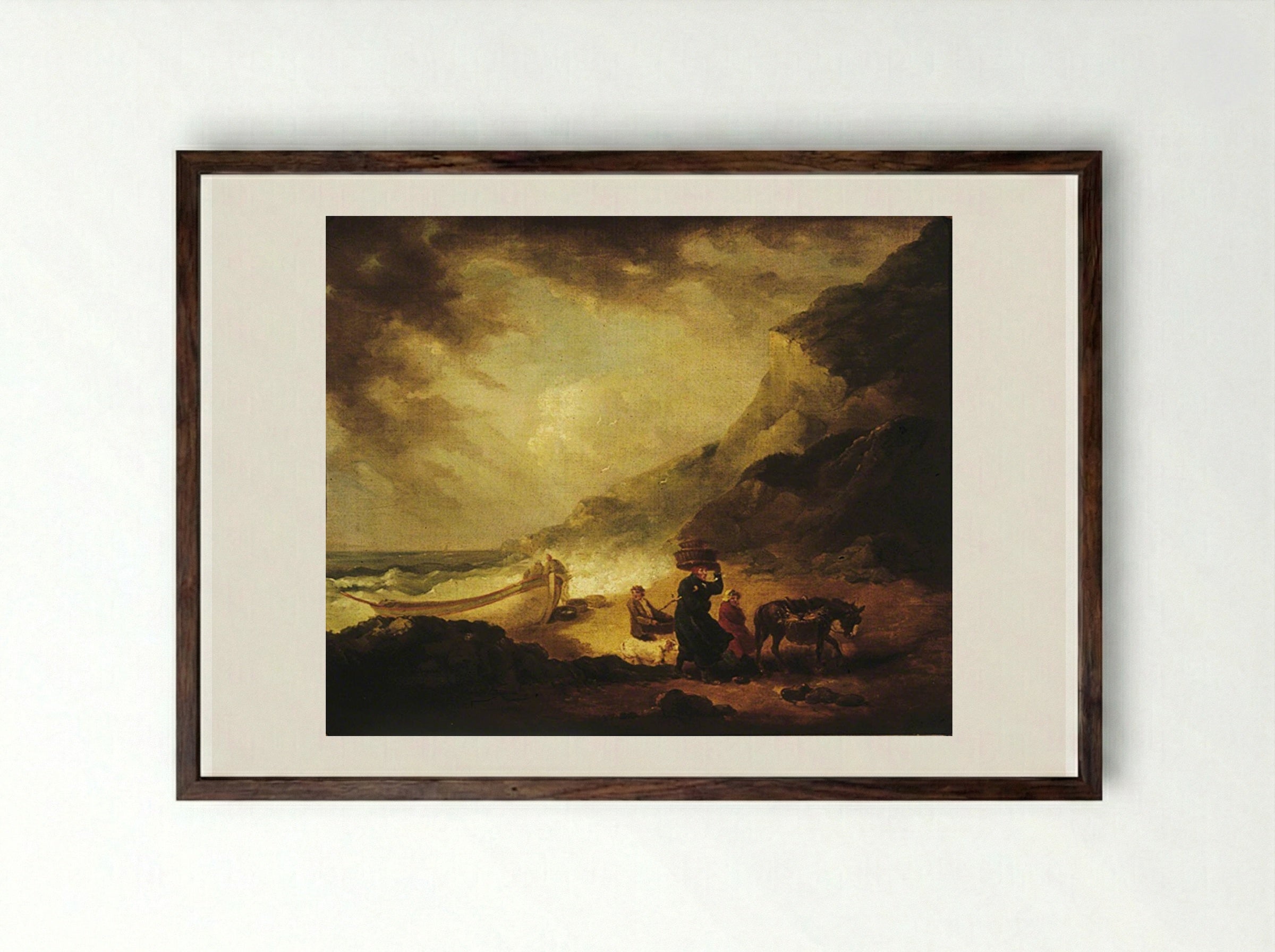 Coast Scene - George Morland - Framed Print Dark Wood