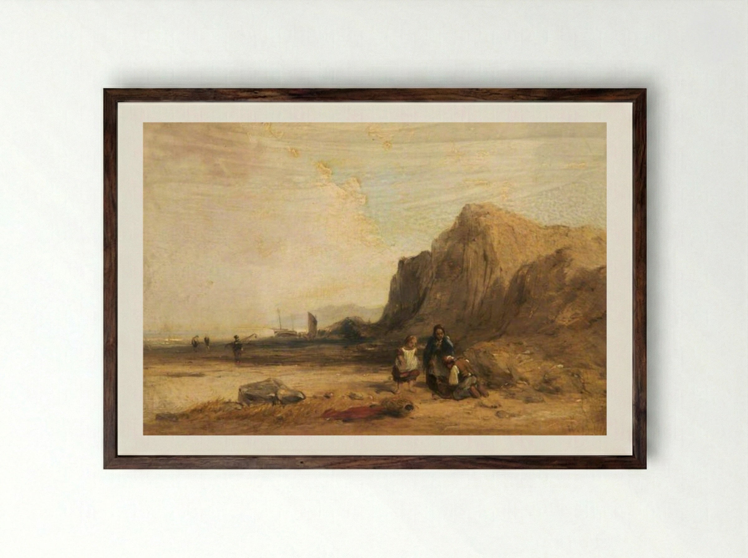 Coast Scene - William Collins - Framed Print Dark Wood