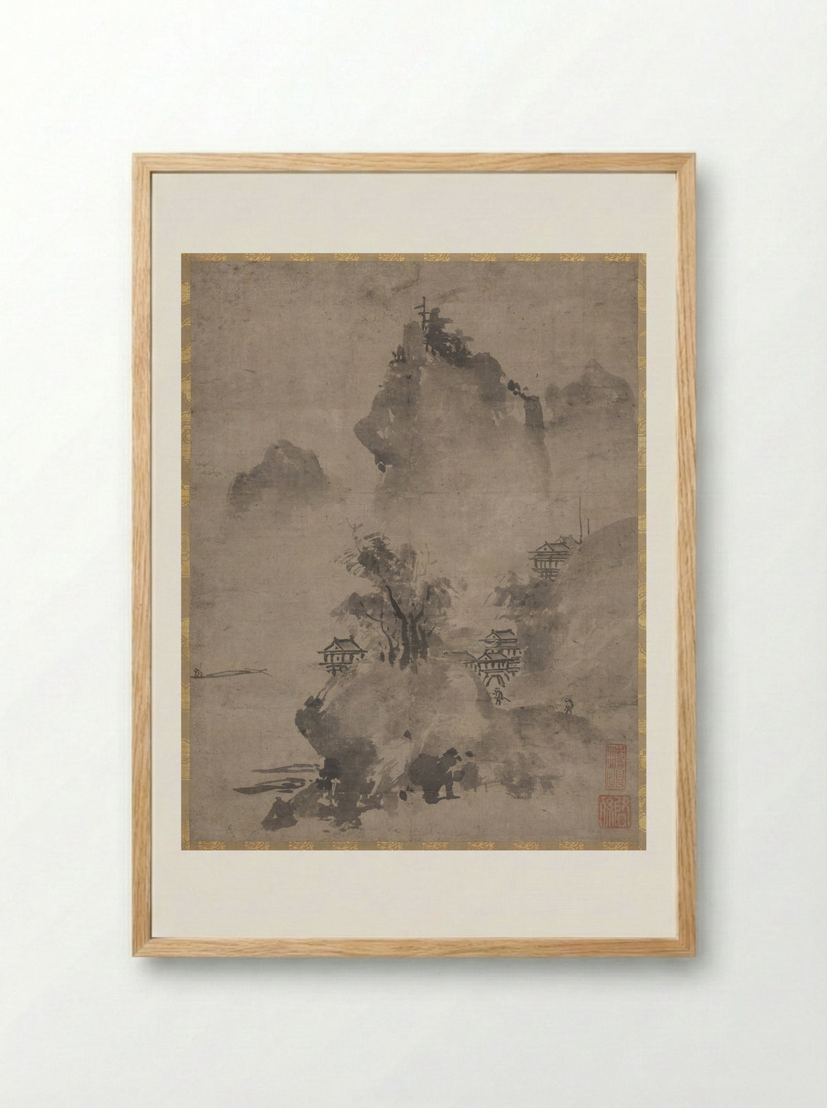 Coastal Landscape in the Haboku Style - Keison - Framed Print Wood