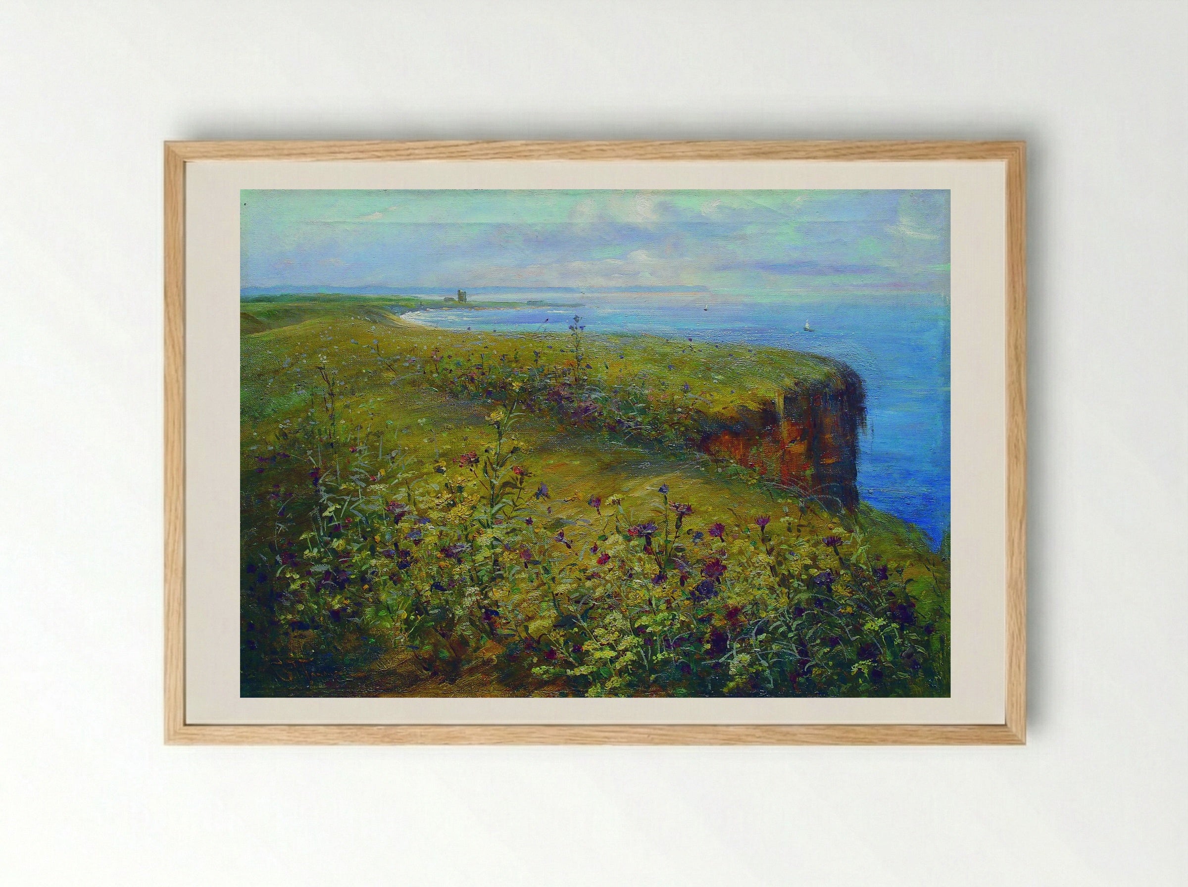 Coastal Meadow with Wildflowers - Konstantin Makovsky - Framed Print Wood