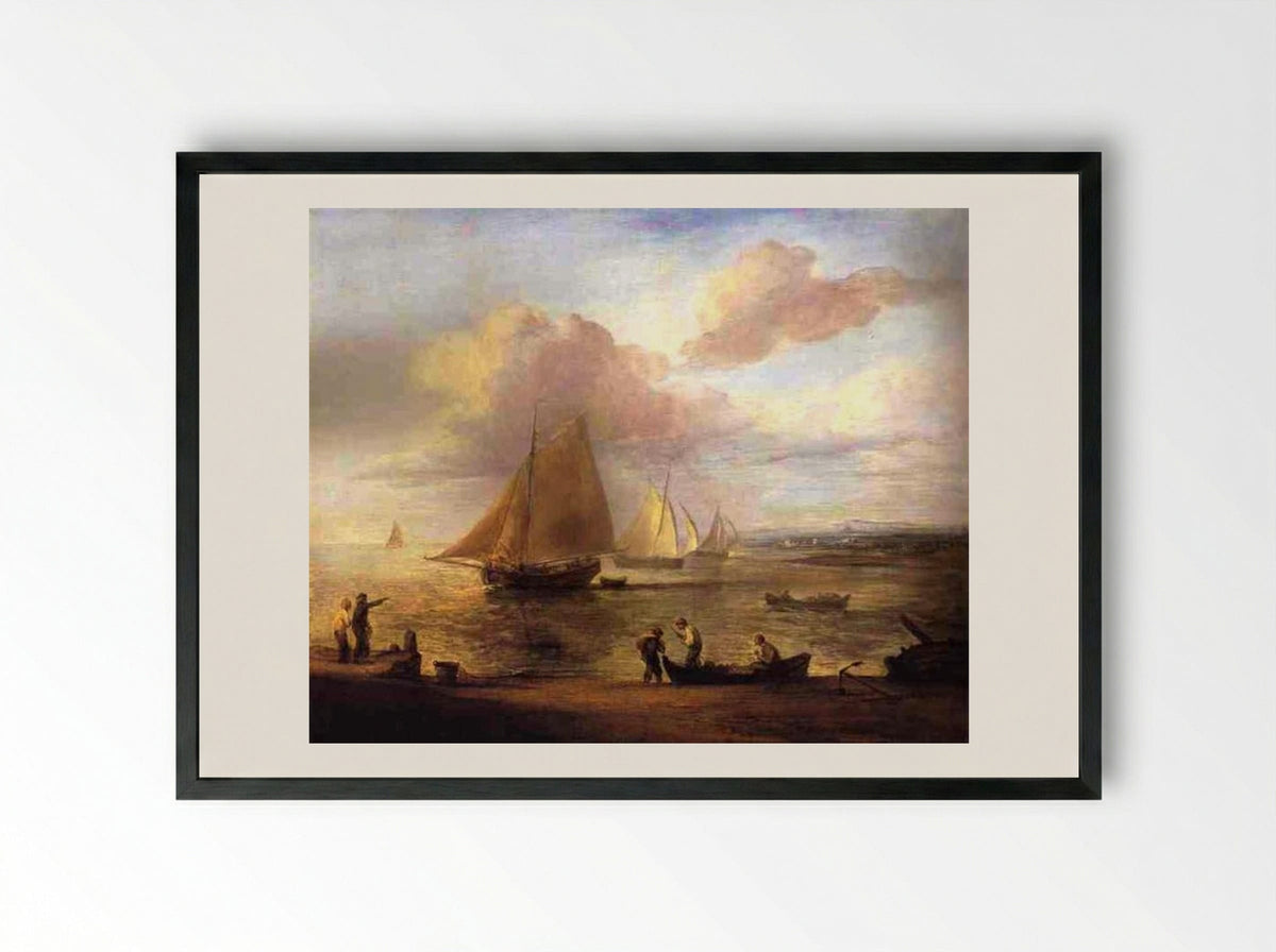 Coastal Scene, a Calm - Thomas Gainsborough - Framed Print Black