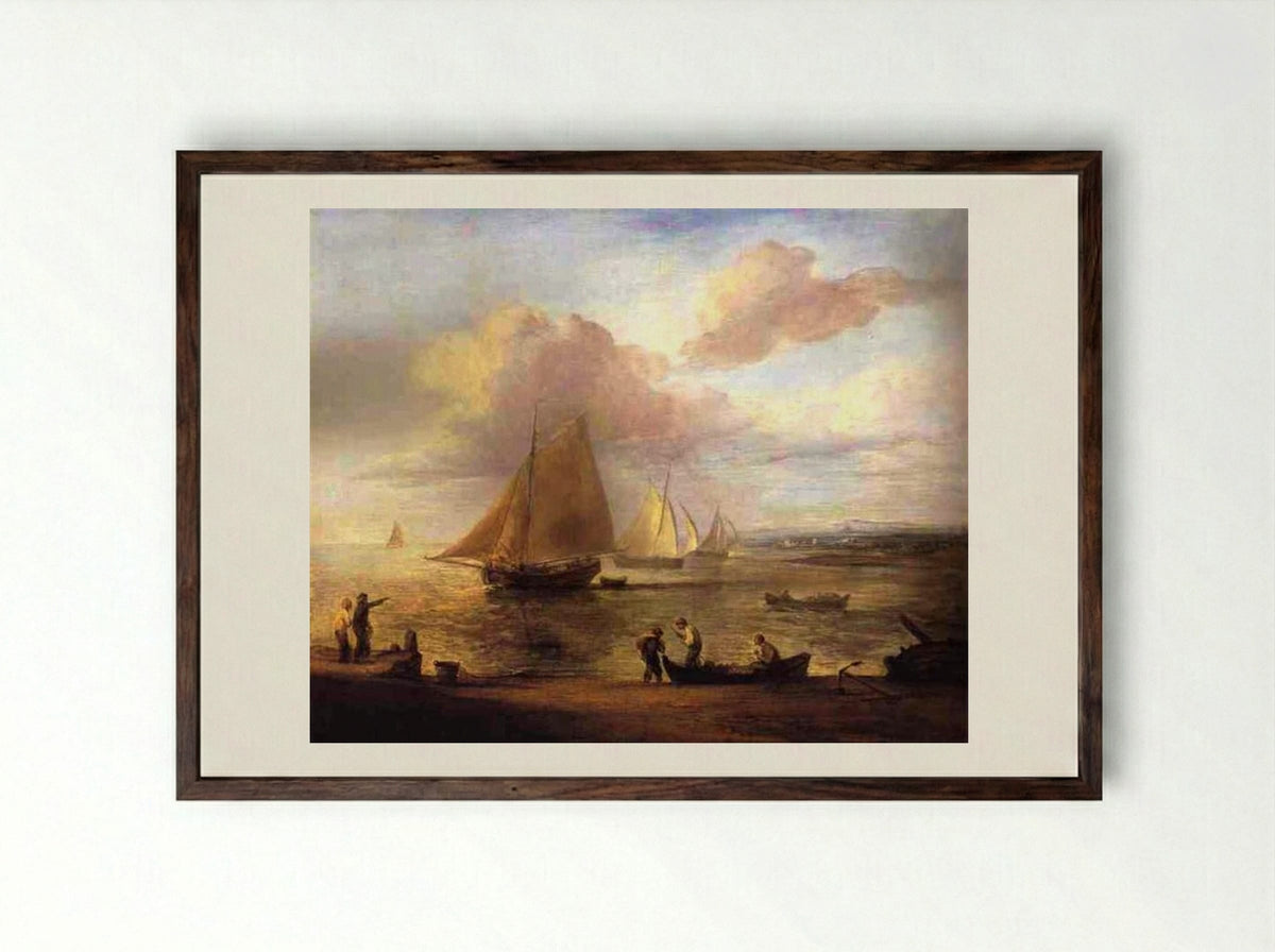 Coastal Scene, a Calm - Thomas Gainsborough - Framed Print Dark Wood