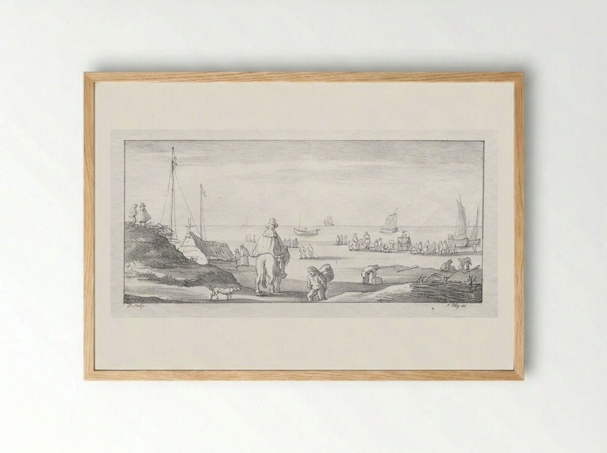 Coastal Scene with Figures - Ferdinand Piloty (I) - Framed Print Wood