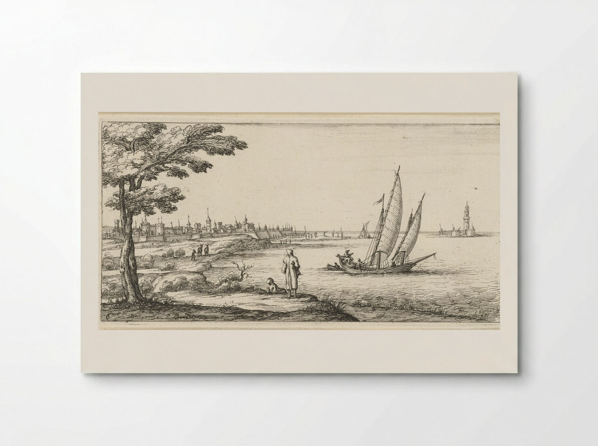 Coastal Scene with a Sailing Ship - Herman Weyen - Poster