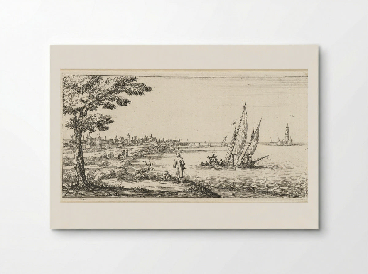 Coastal Scene with a Sailing Ship - Herman Weyen - Poster