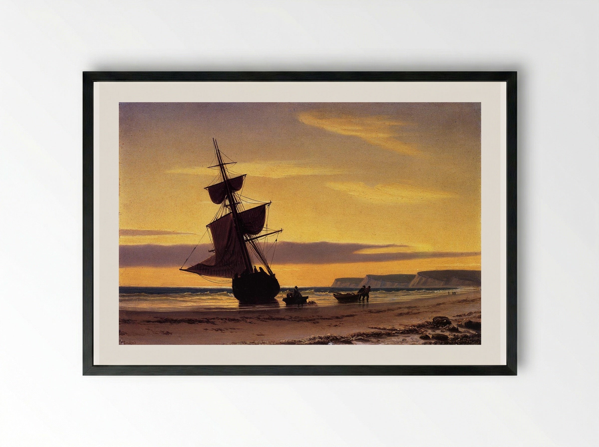 Coastal Scene - William Bradford - Framed Print Black