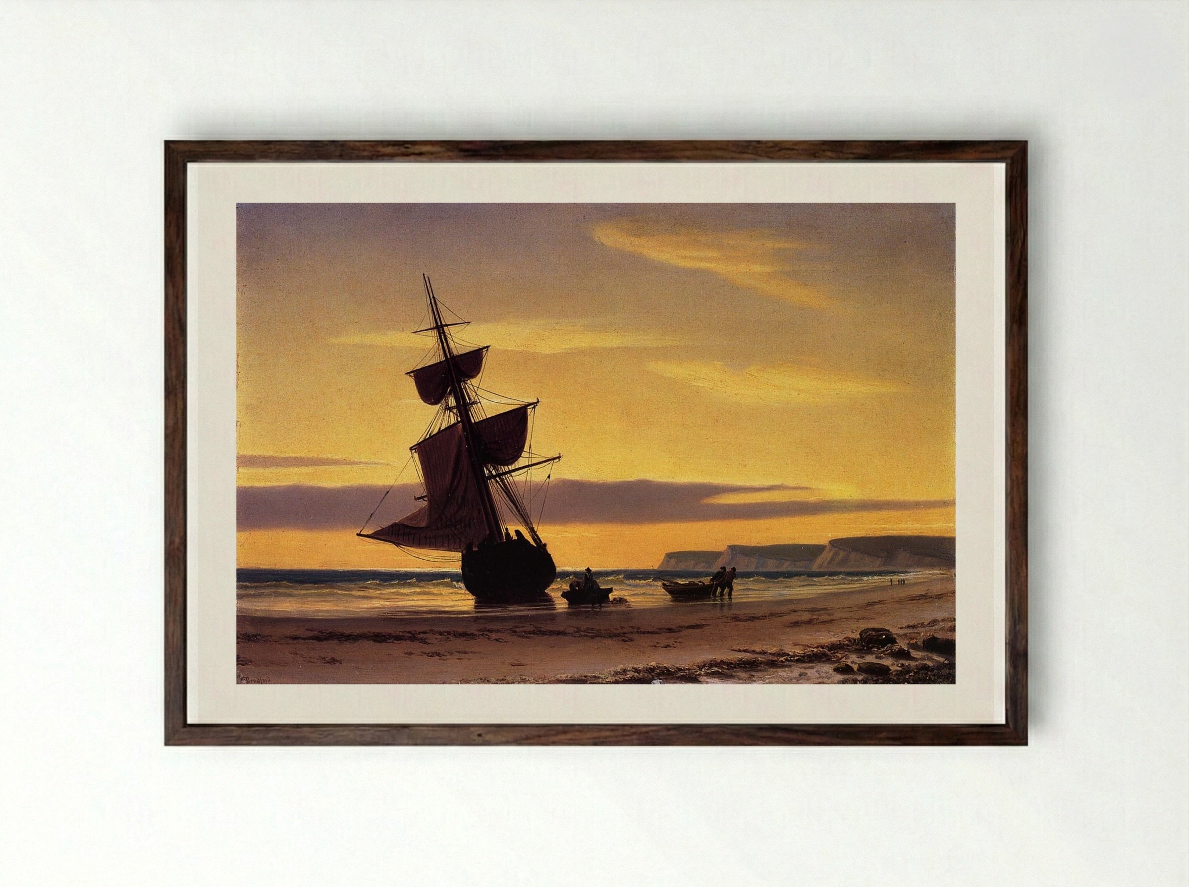 Coastal Scene - William Bradford - Framed Print Dark Wood