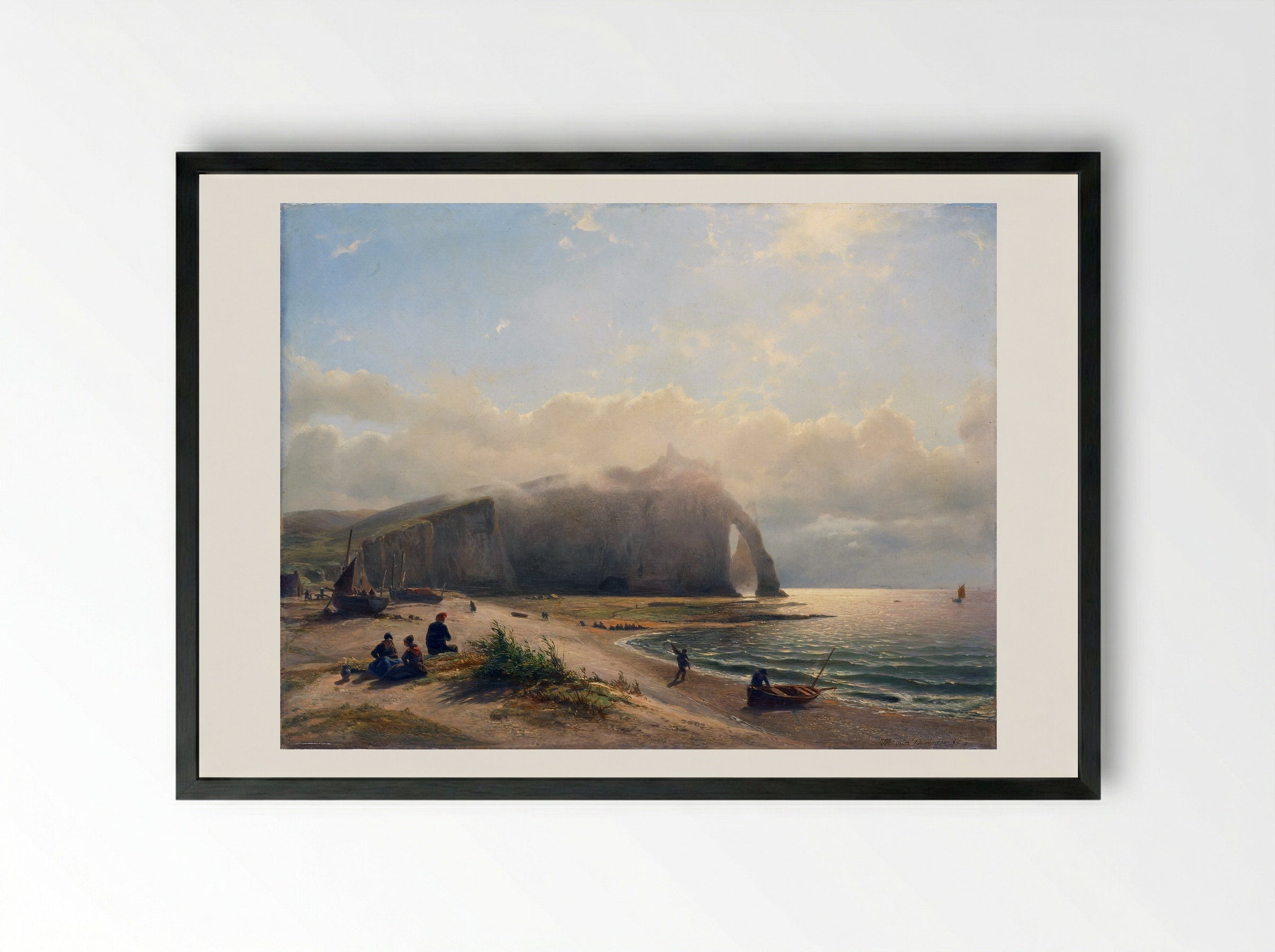 Coastal View with Cliffs at Étretat - Willem Anthonie van Deventer - Framed Print Black
