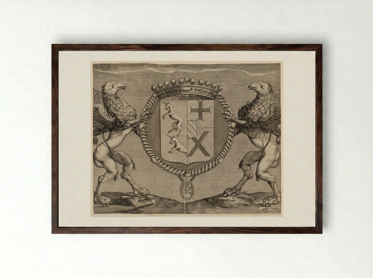 Coat-of-Arms of Du Rollet, de la Croisette - Jérome David - Framed Print Dark Wood