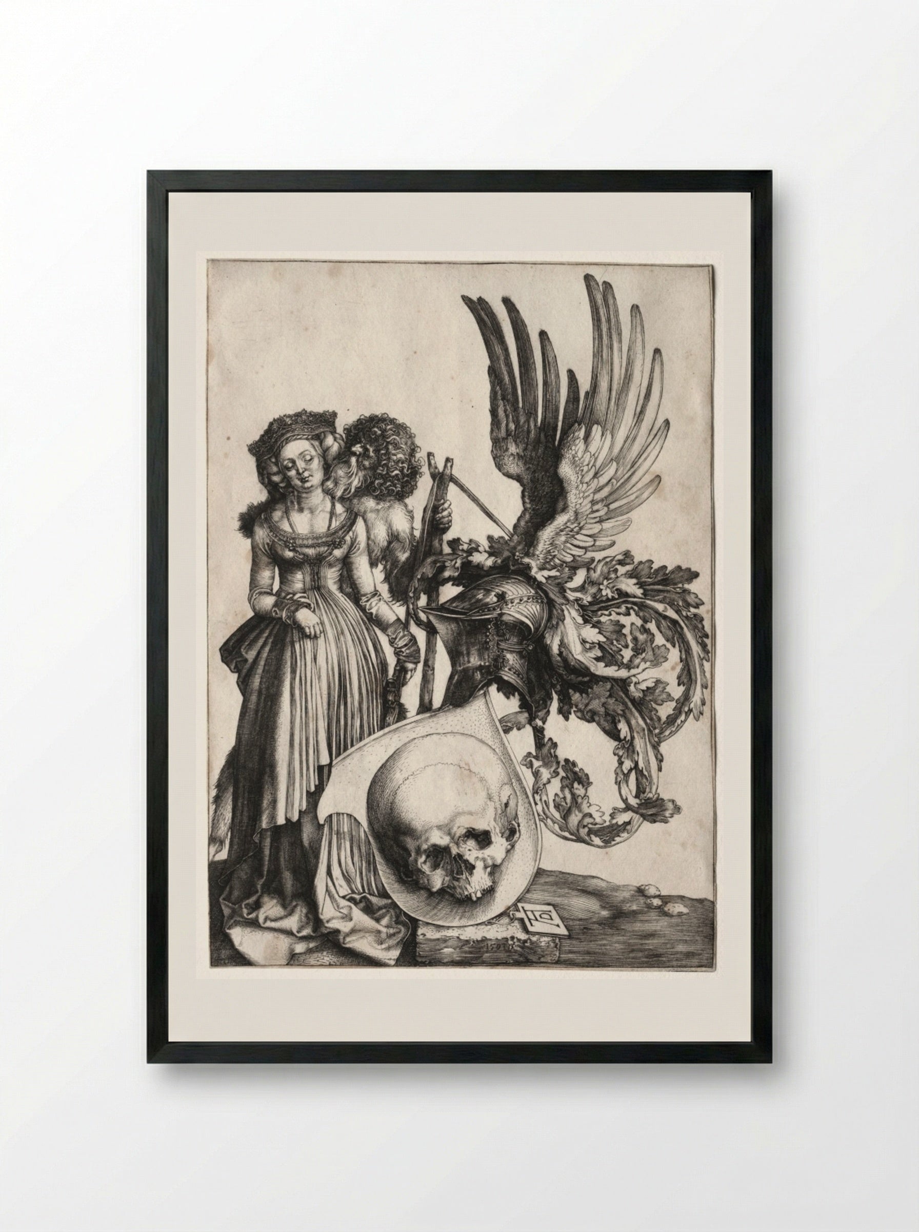 Coat of Arms with a Skull - Albrecht Dürer - Framed Print Black