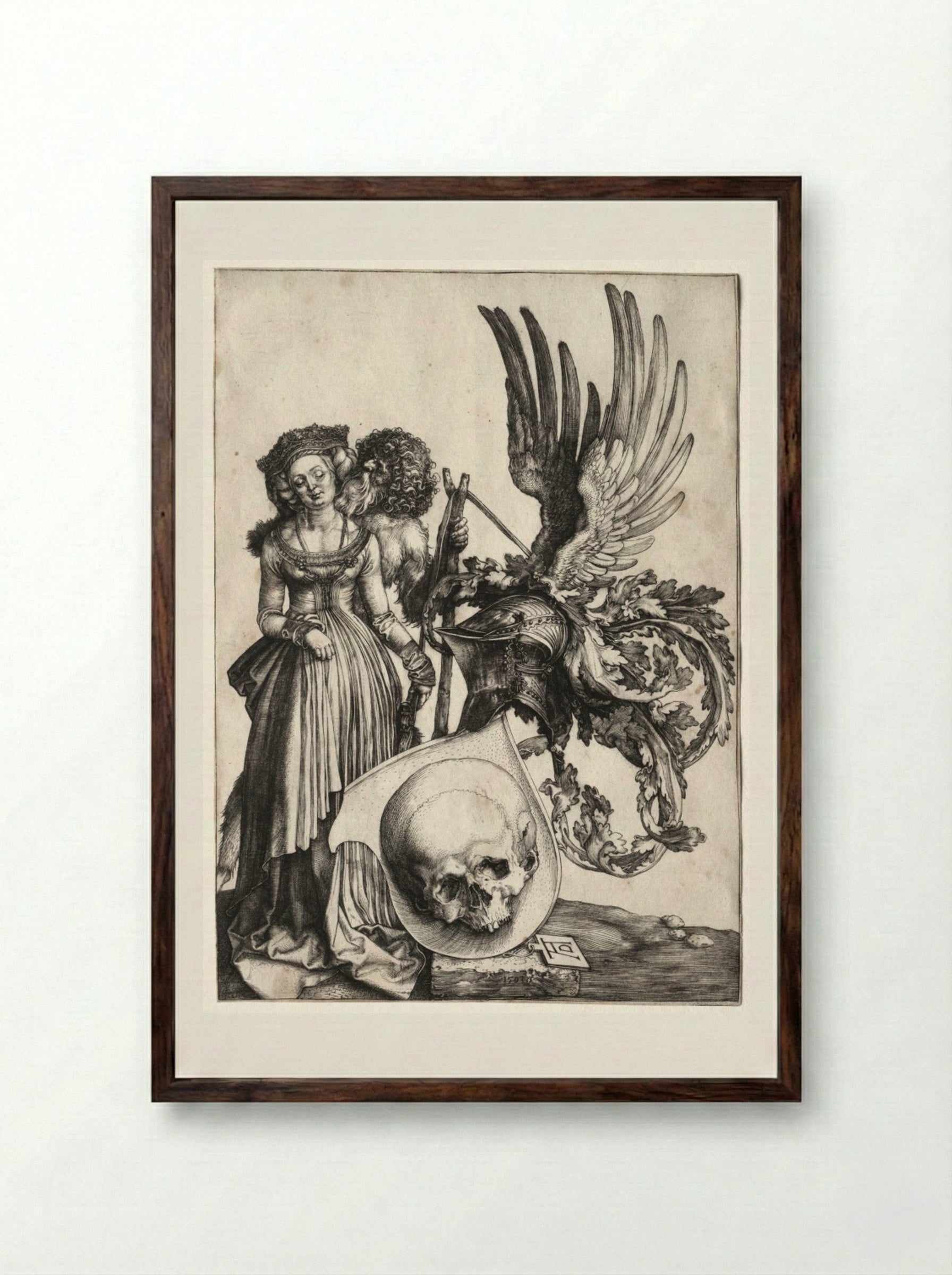 Coat of Arms with a Skull - Albrecht Dürer - Framed Print Dark Wood