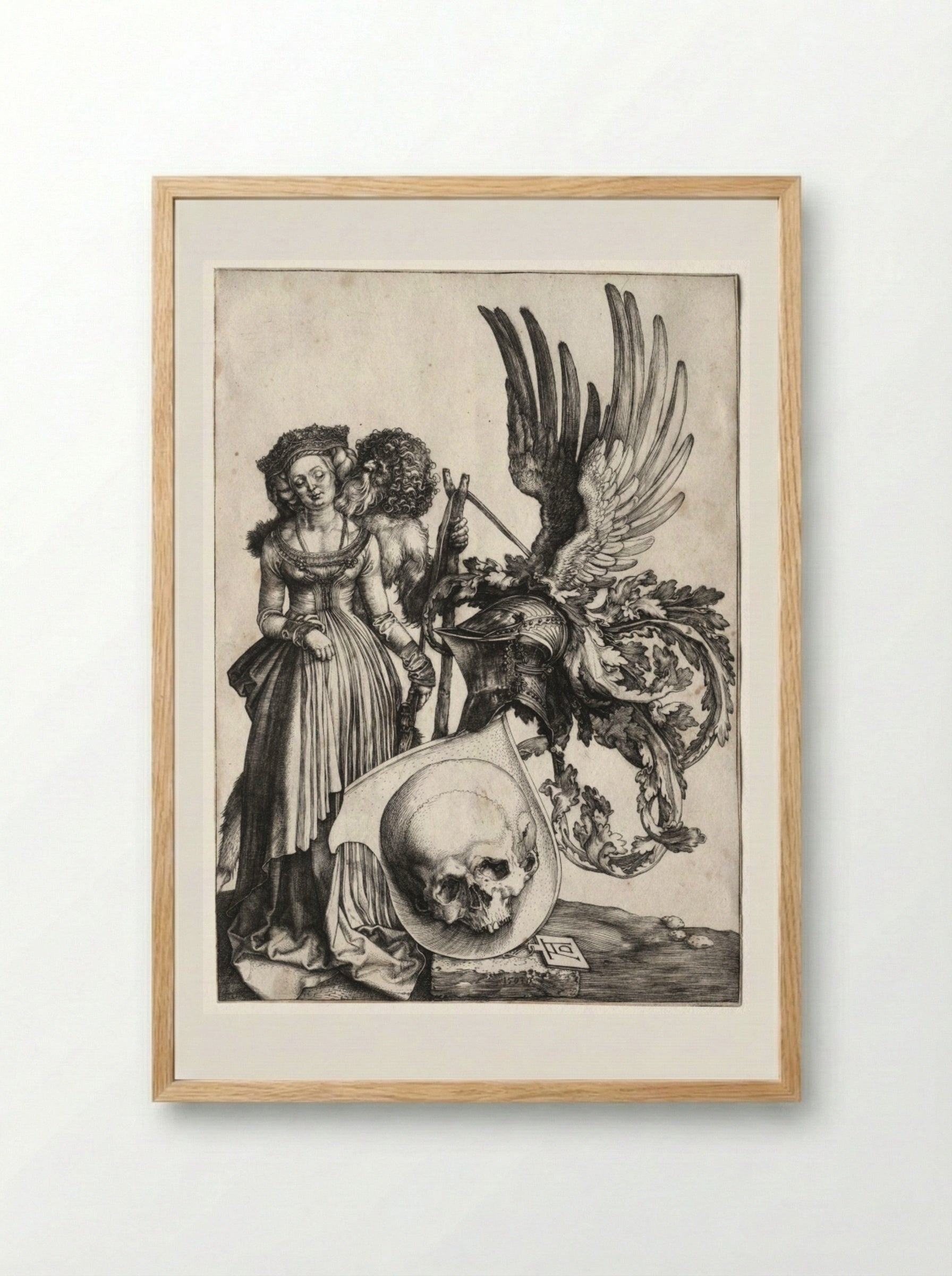 Coat of Arms with a Skull - Albrecht Dürer - Framed Print Wood