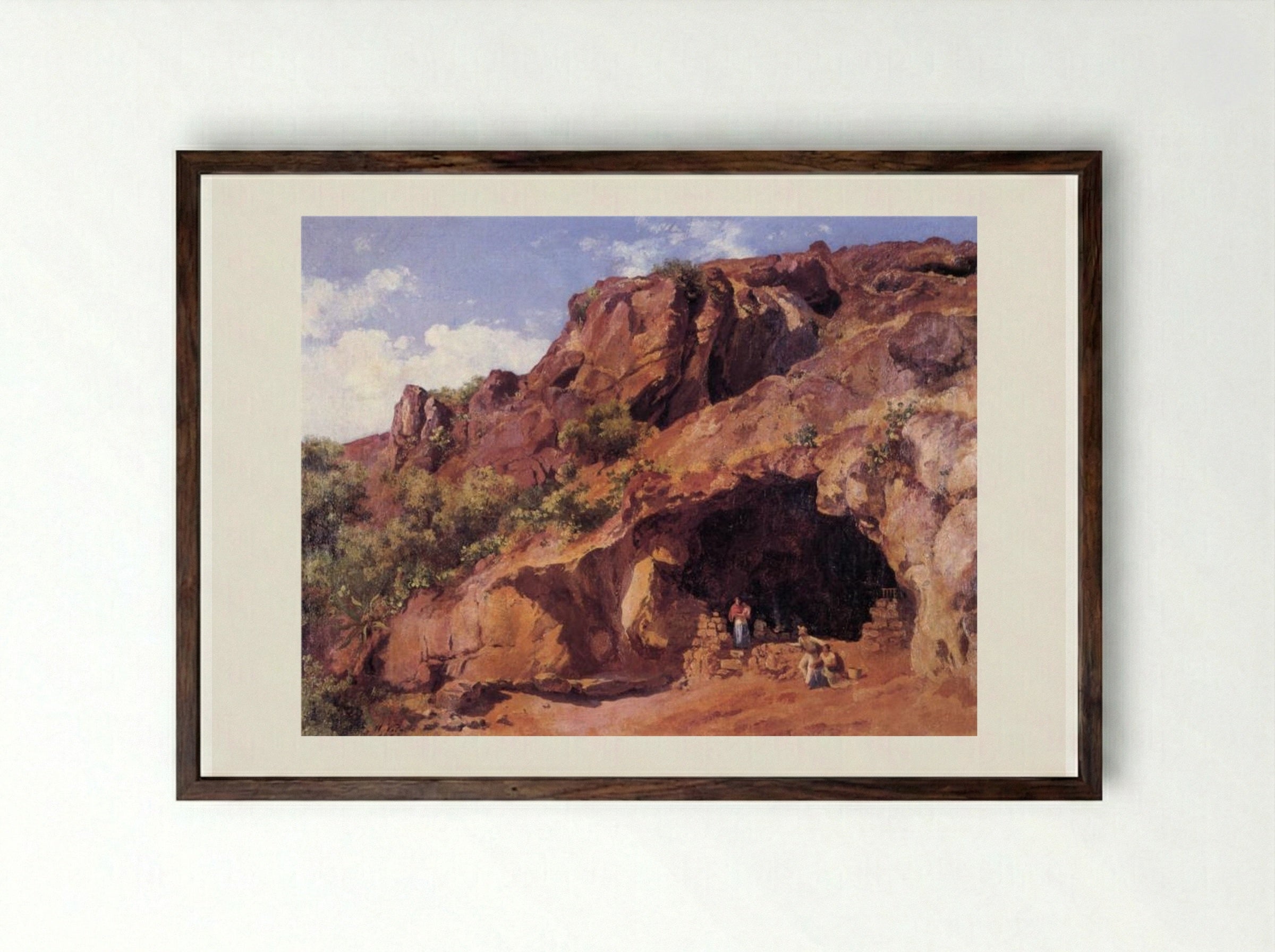 Cocina rústica en el Peñón de los Baños - José María Velasco - Framed Print Dark Wood