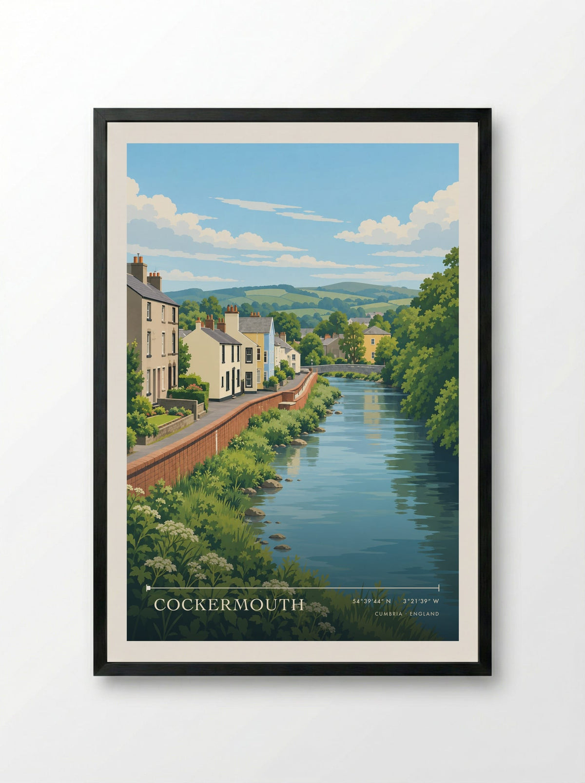 Cockermouth, Cumbria | Travel Poster - Framed Print Black